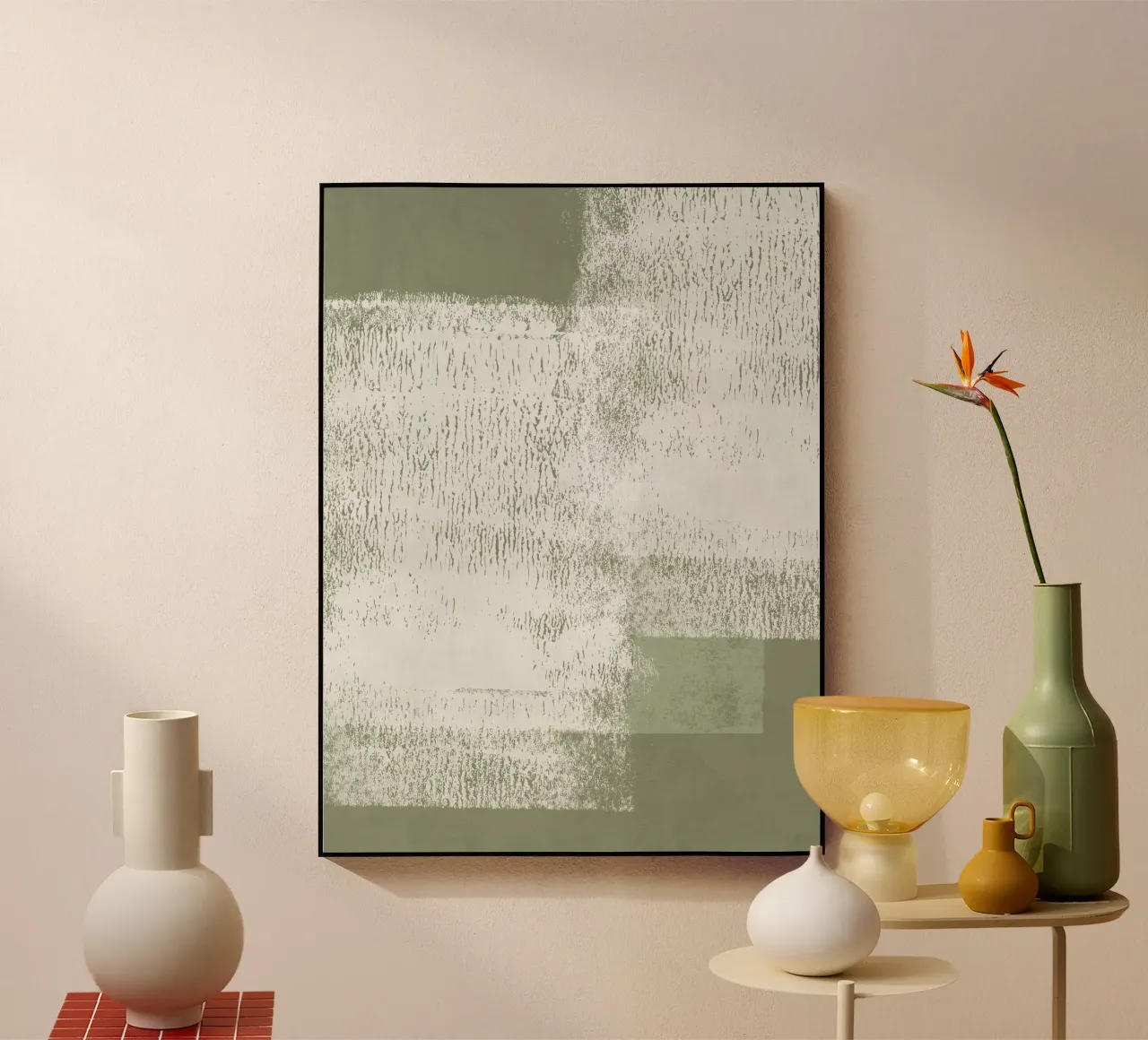 Surfaces | Minimal Abstract in Olive and Sage Green plexiglass da sabidussi