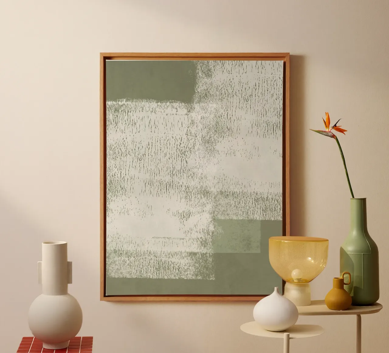 Surfaces | Minimal Abstract in Olive and Sage Green tela da sabidussi