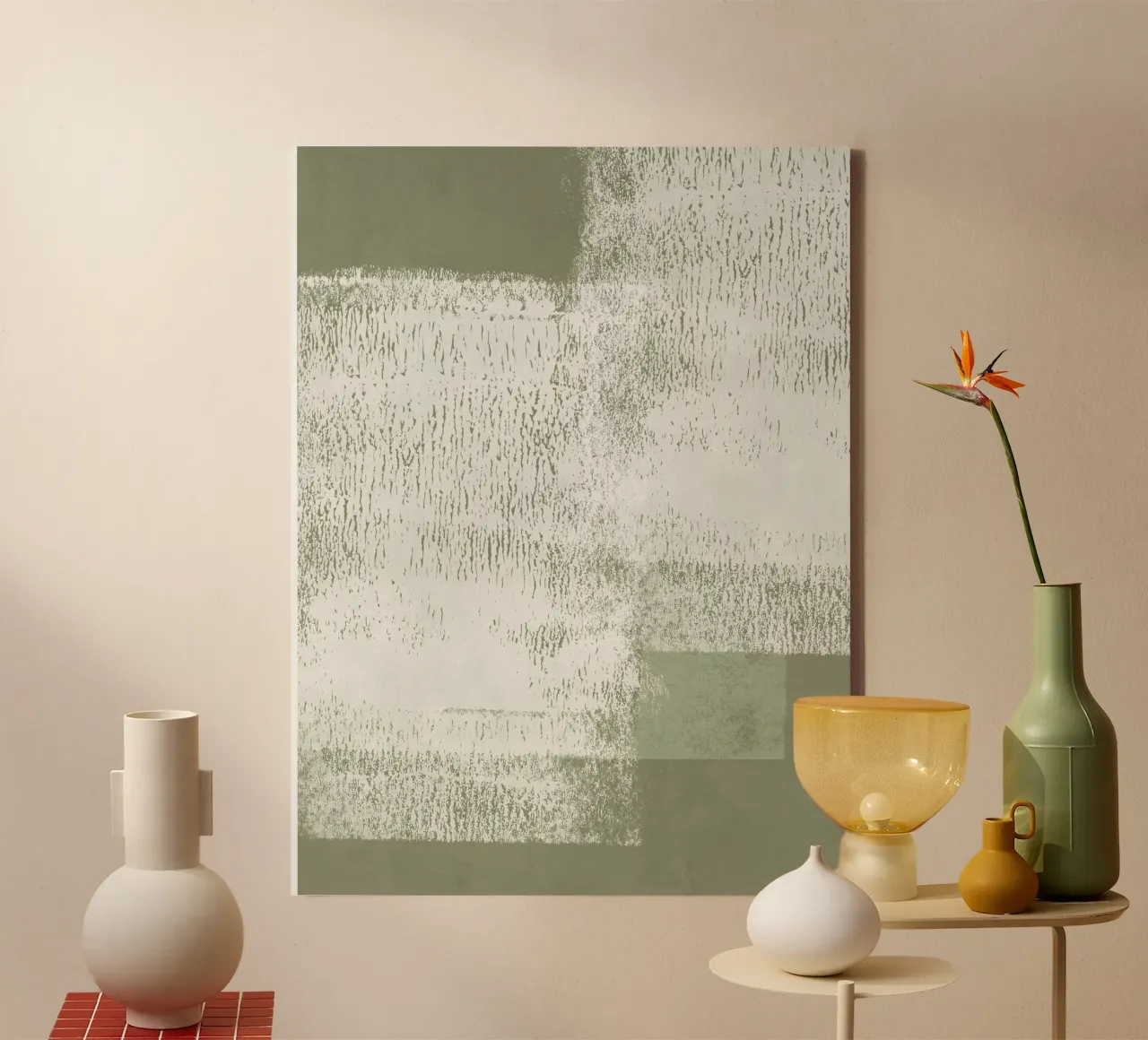 Surfaces | Minimal Abstract in Olive and Sage Green tela da sabidussi