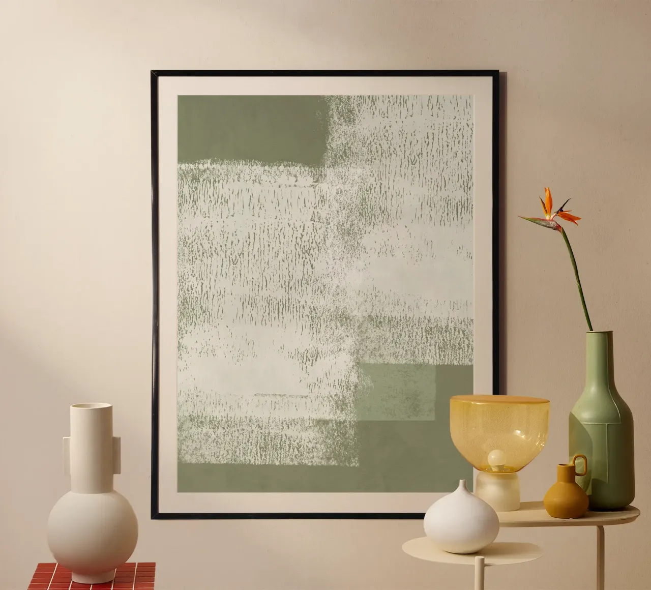 Surfaces | Minimal Abstract in Olive and Sage Green carta hahnemühle da sabidussi