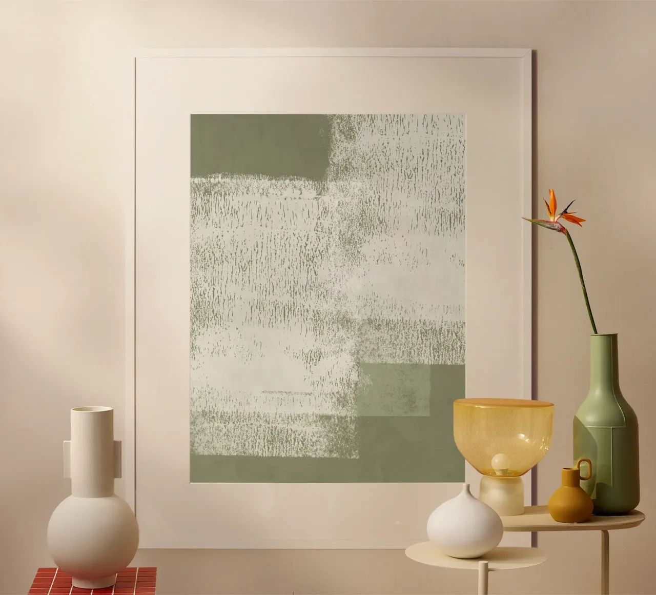 Surfaces | Minimal Abstract in Olive and Sage Green carta hahnemühle da sabidussi