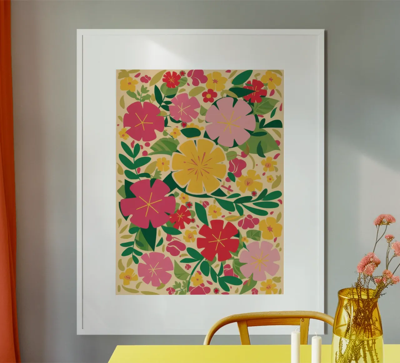 Alegres flores de primavera poster con marco de plástico de Frame Aura
