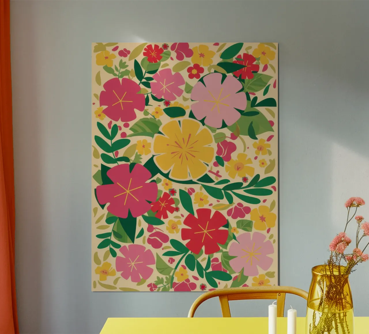 Alegres flores de primavera poster con marco de plástico de Frame Aura