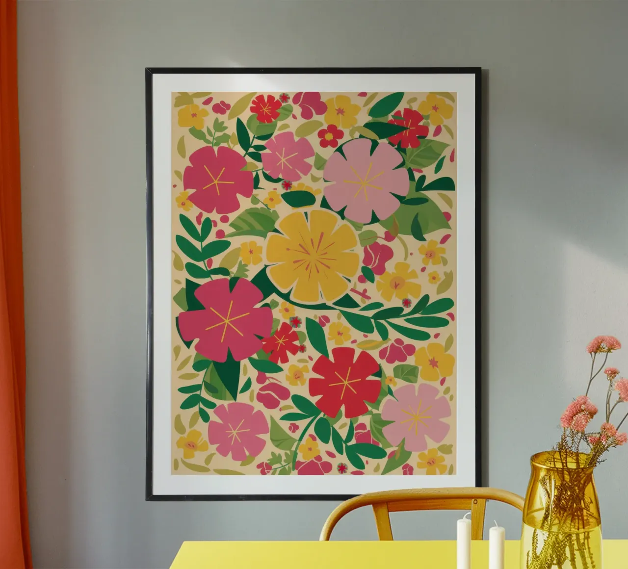 Alegres flores de primavera poster con marco de plástico de Frame Aura