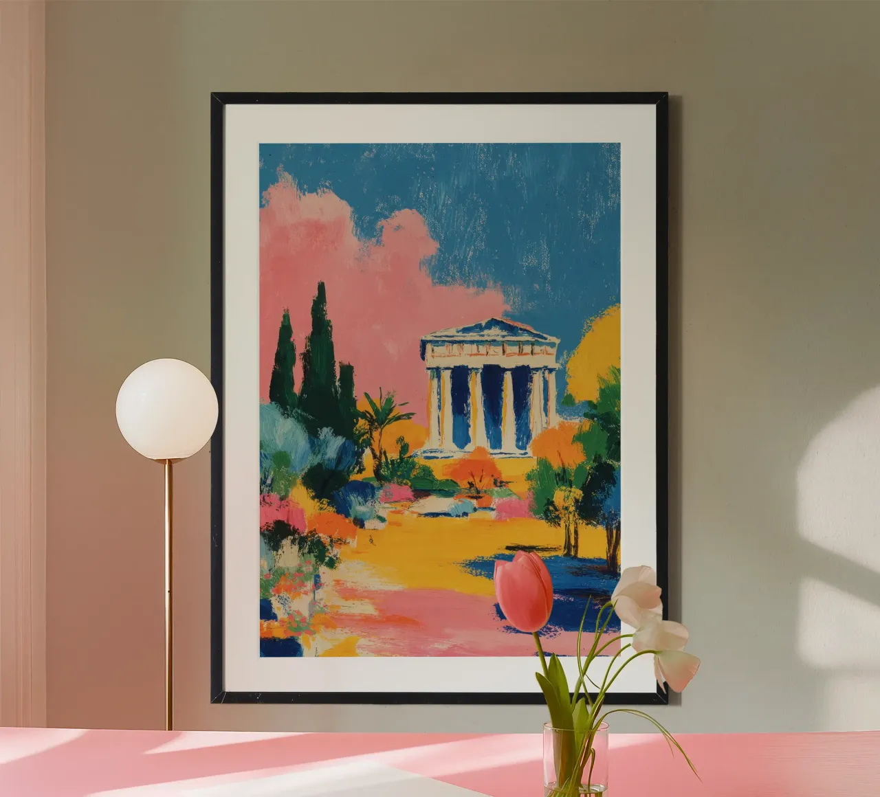 Partenone serigrafato a pastello poster da Nikis Art Studio