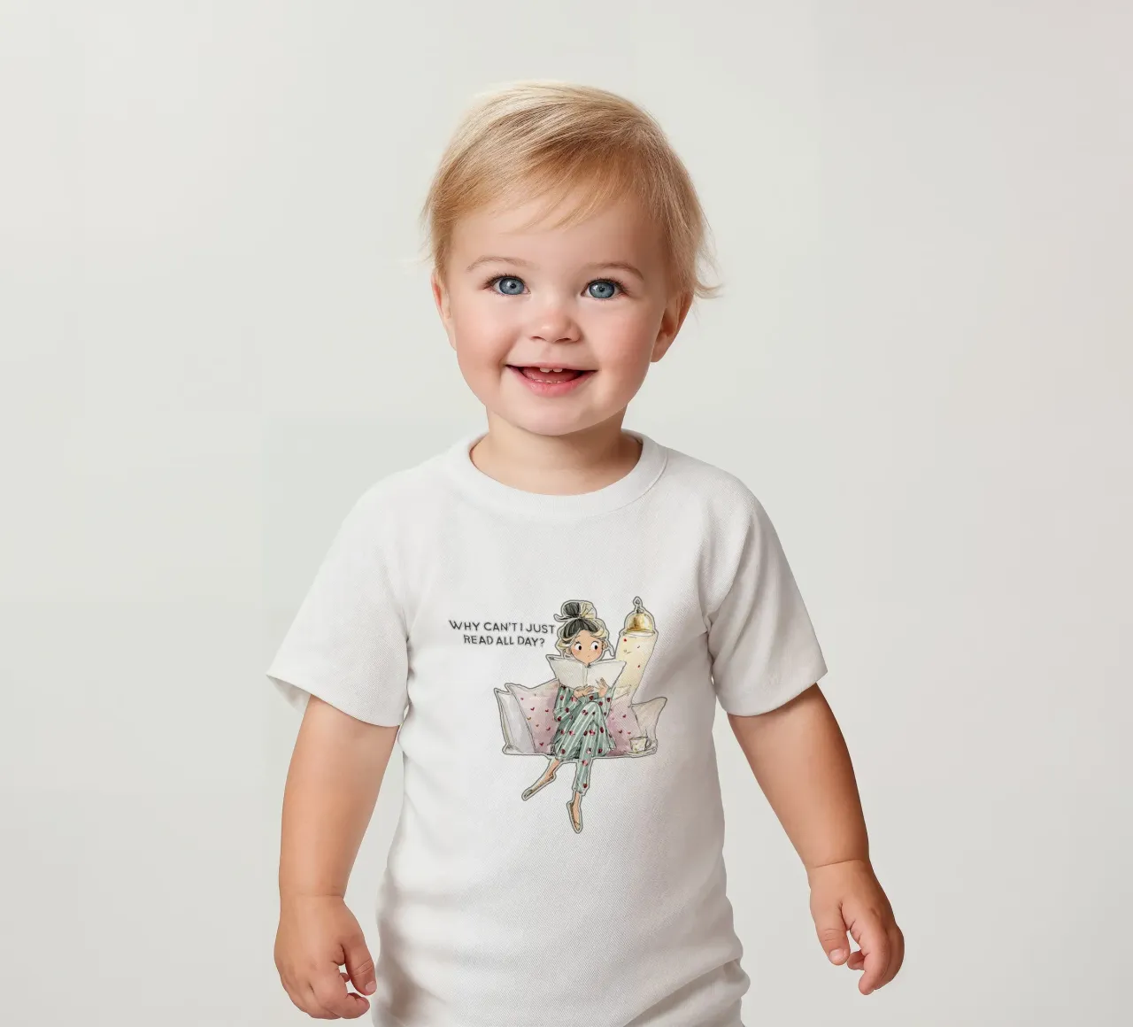 "Why can't I just read all day? maglietta neonato da Hola Bella