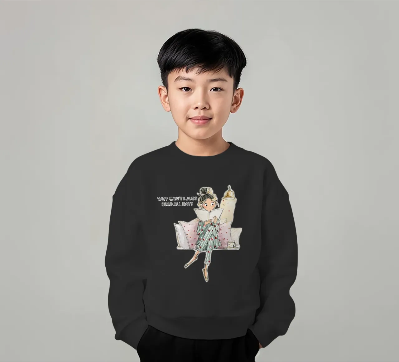 "Why can't I just read all day? felpa bambino da Hola Bella