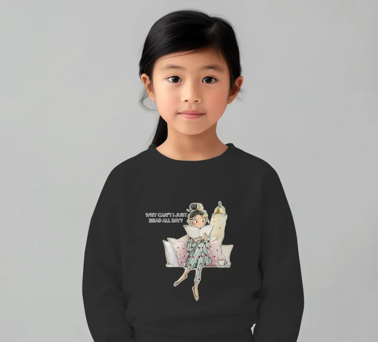 "Why can't I just read all day? felpa bambino da Hola Bella