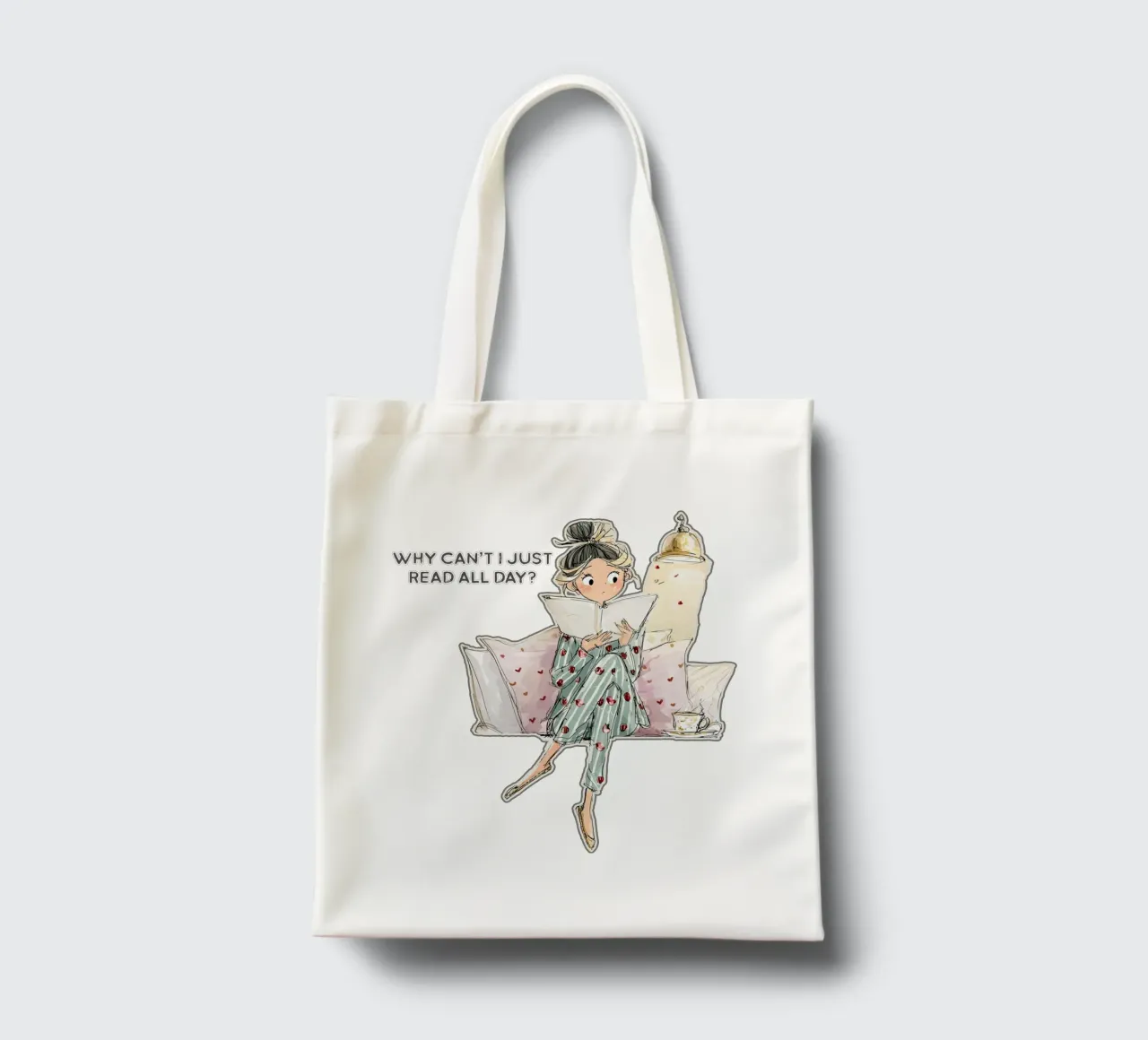 "Why can't I just read all day? borsa in juta da Hola Bella