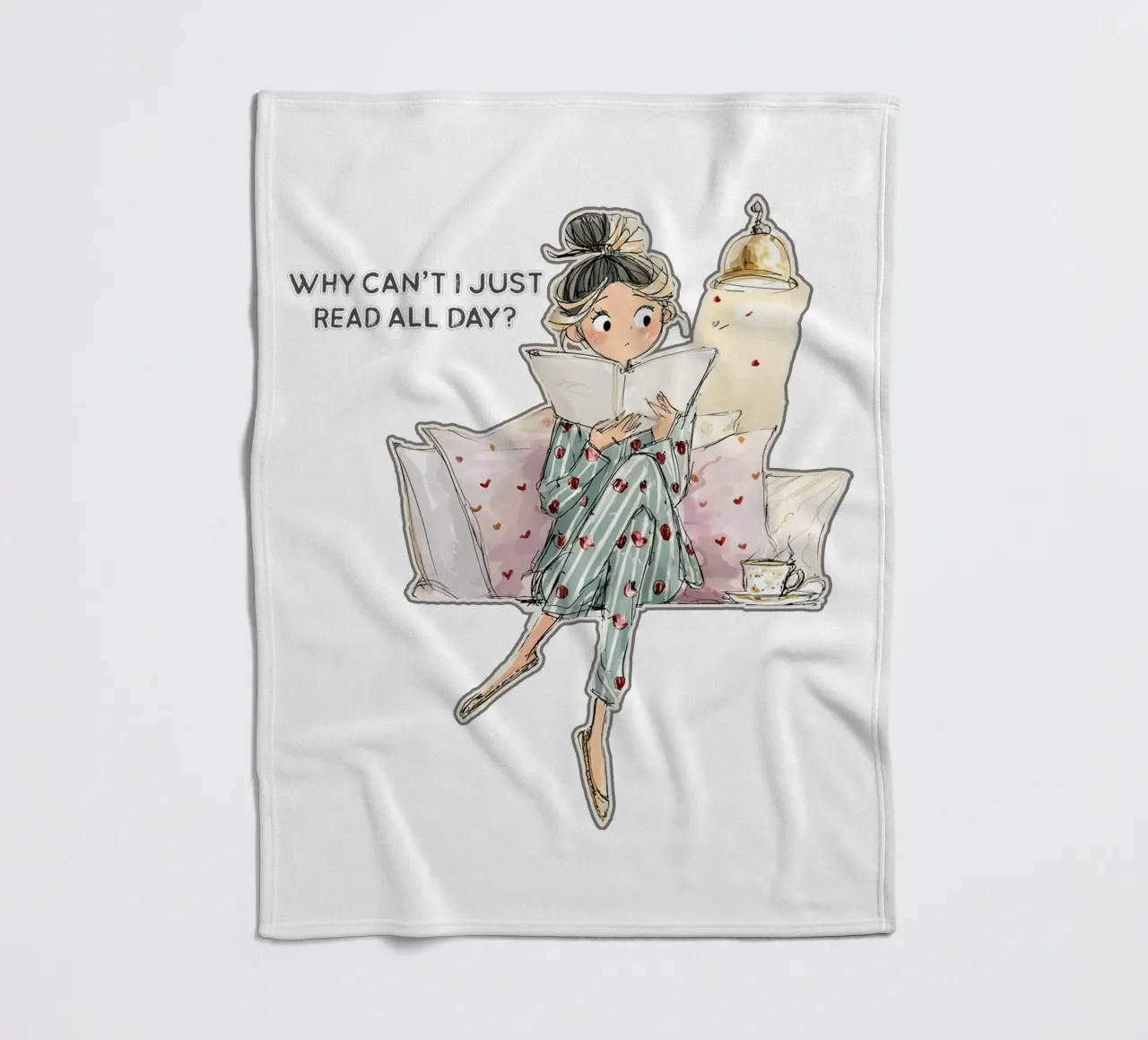 "Why can't I just read all day? coperta in pile da Hola Bella