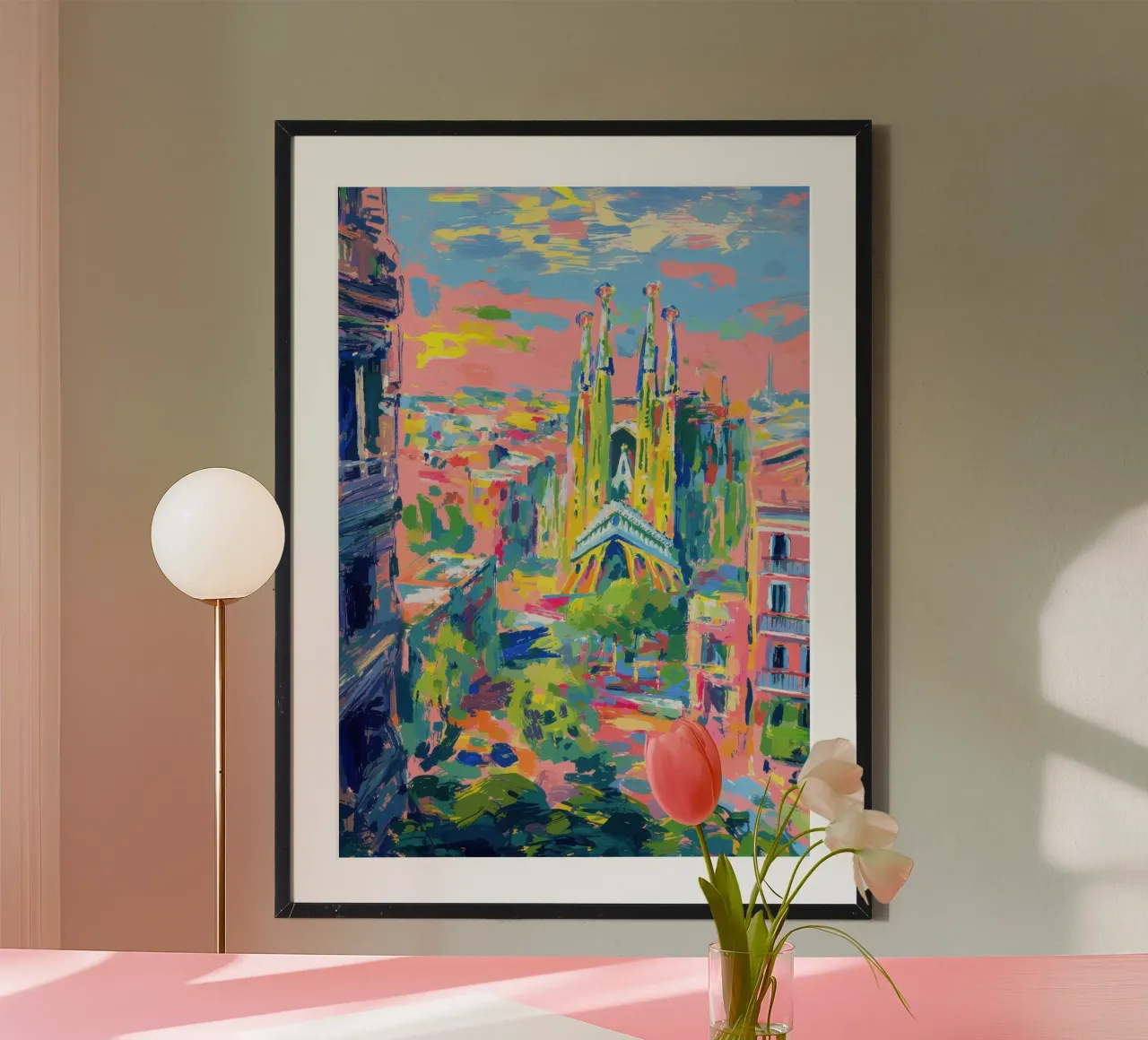 Impressione della Sagrada Familia di Barcellona poster da Nikis Art Studio