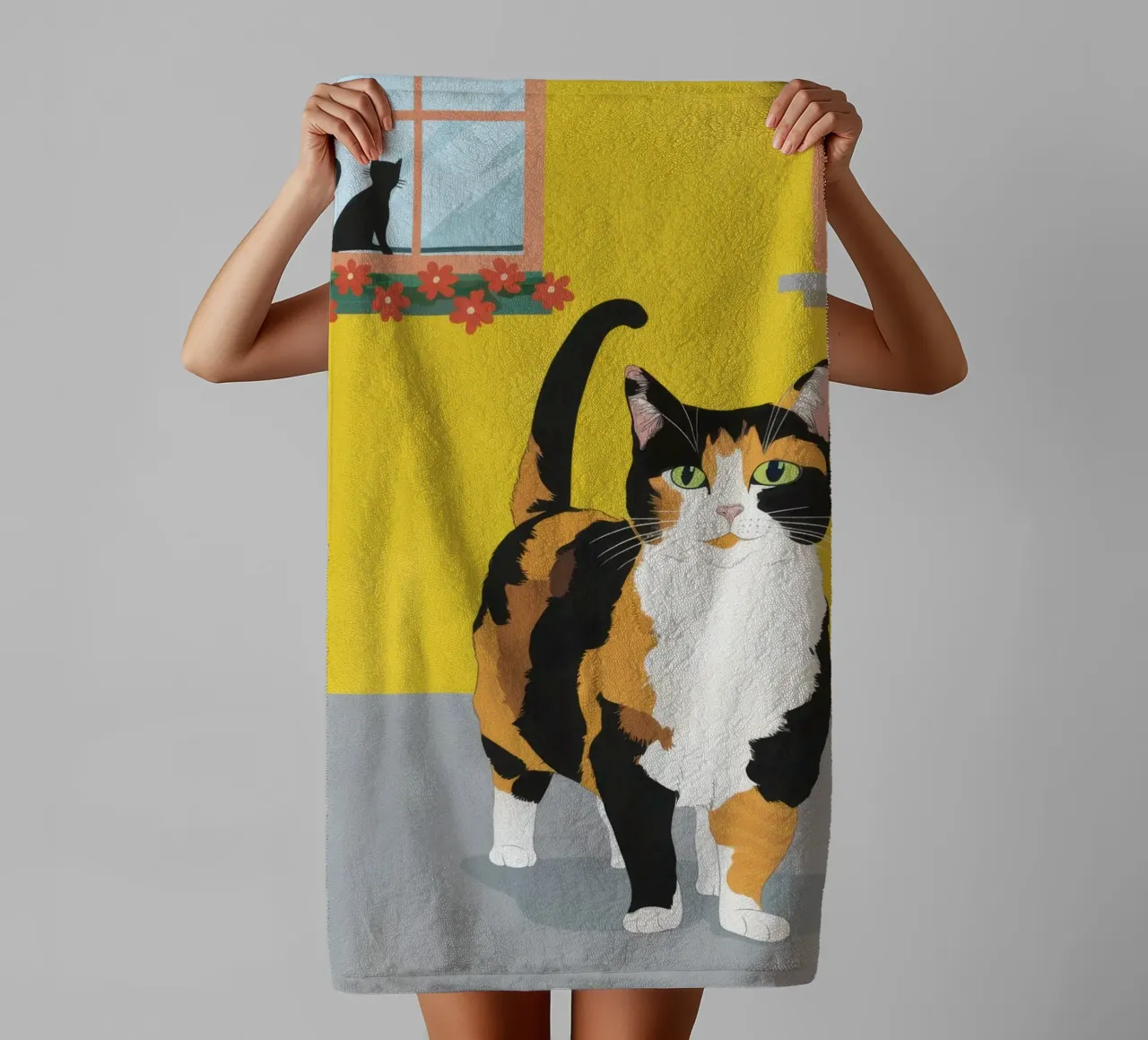 Calico Cat Poise asciugamano da bagno da Frame Aura