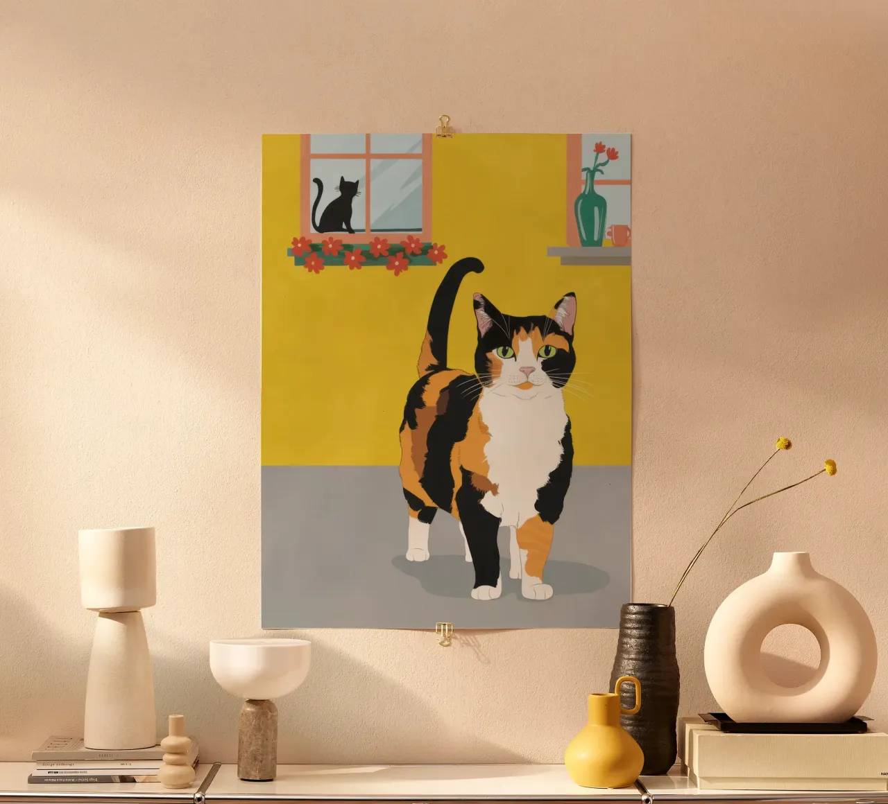 Calico Cat Poise poster con telaio in alluminio da Frame Aura