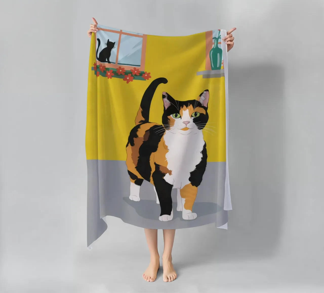 Calico Cat Poise telo mare da Frame Aura