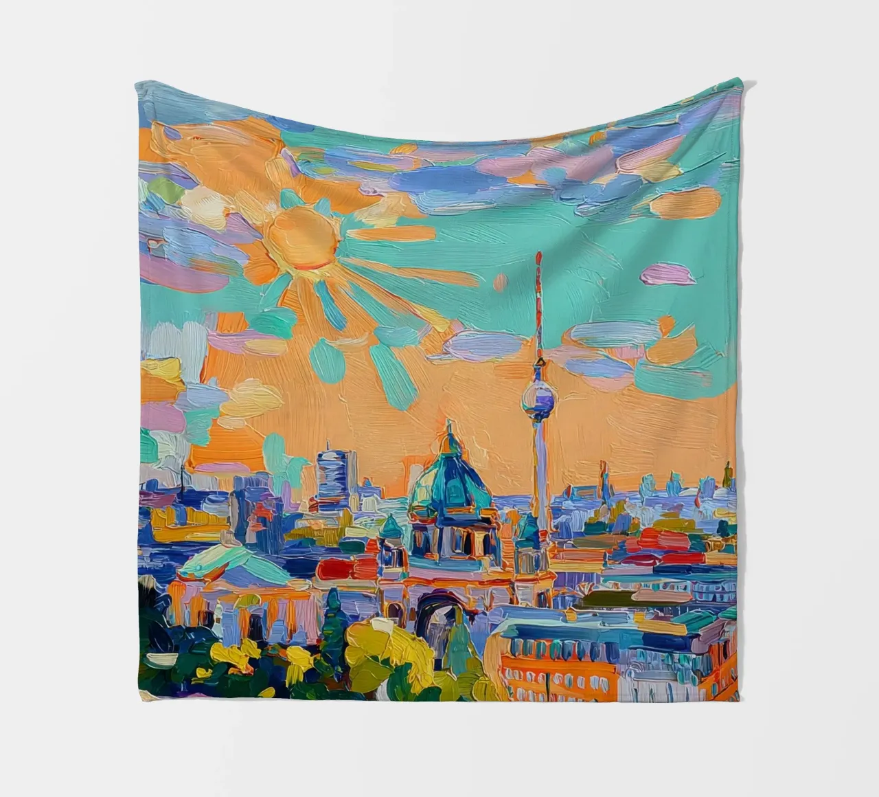 Skyline di Berlino in acrilico coperta in pile da Nikis Art Studio