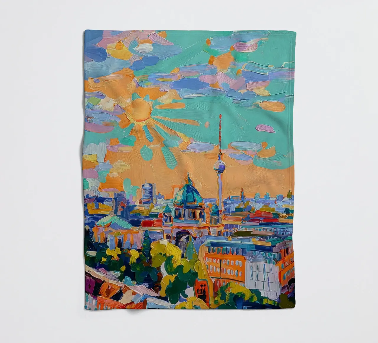 Skyline di Berlino in acrilico coperta in pile da Nikis Art Studio