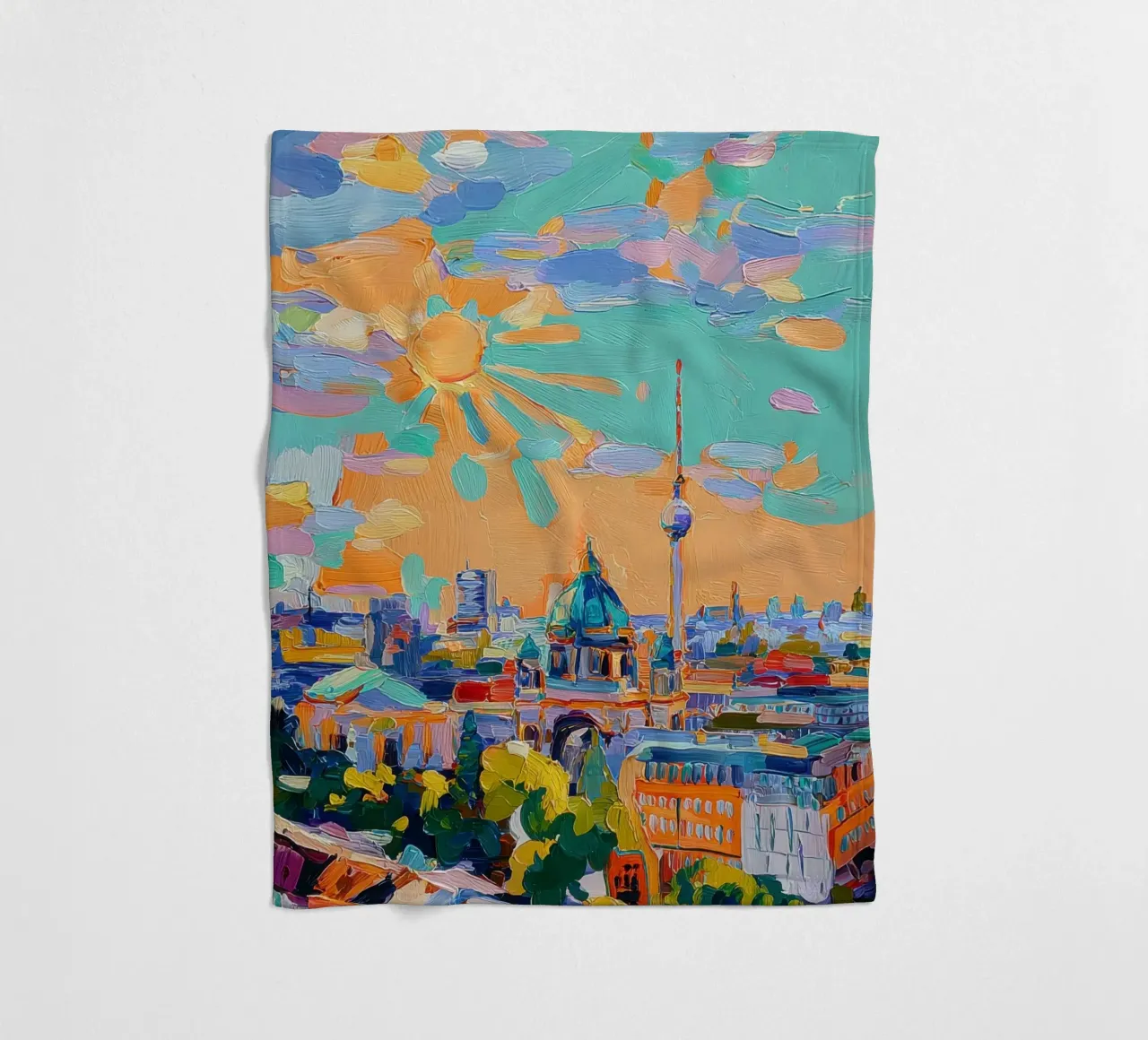 Skyline di Berlino in acrilico coperta in pile da Nikis Art Studio