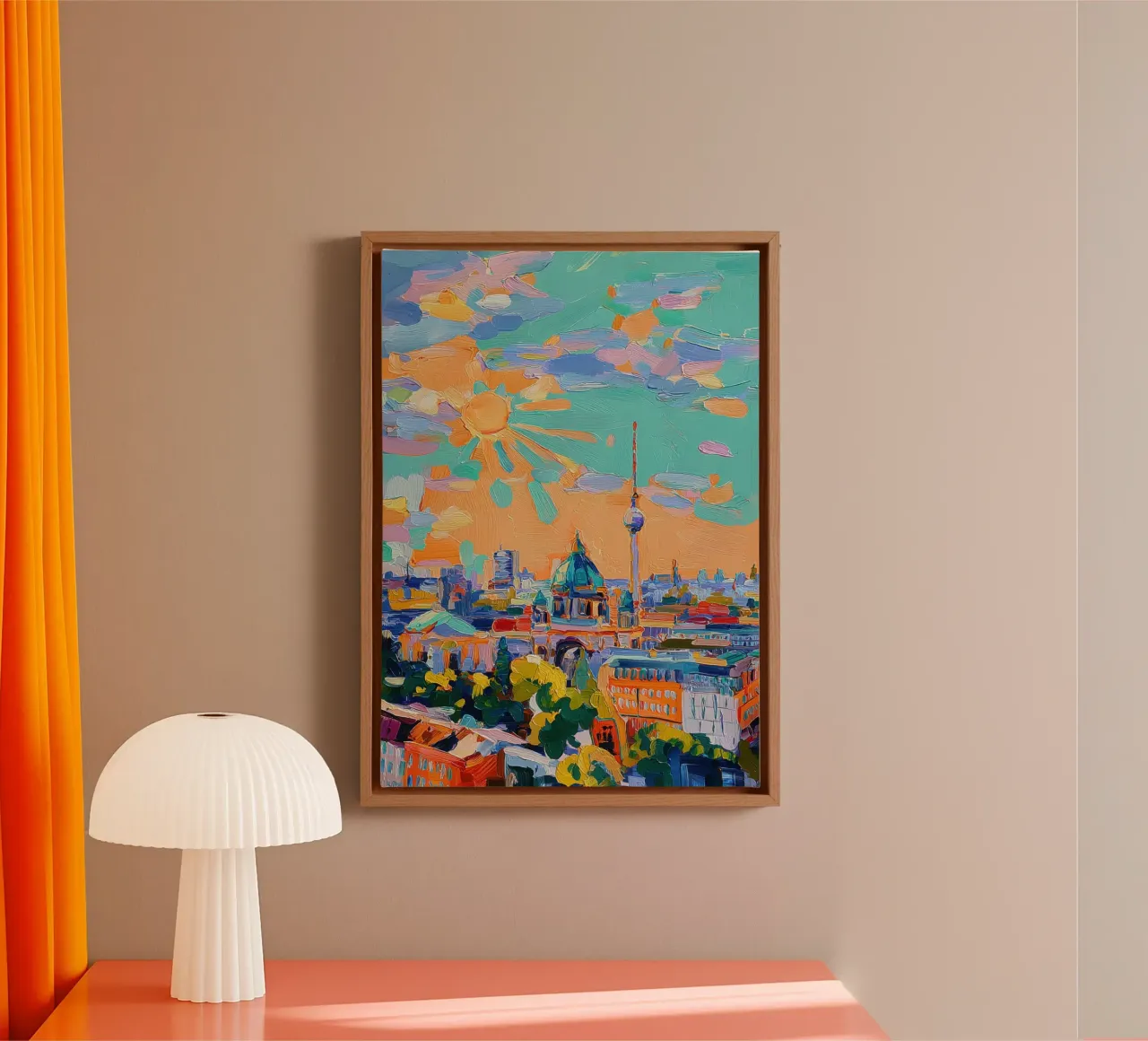 Skyline di Berlino in acrilico tela con Cornice a cassetta da Nikis Art Studio
