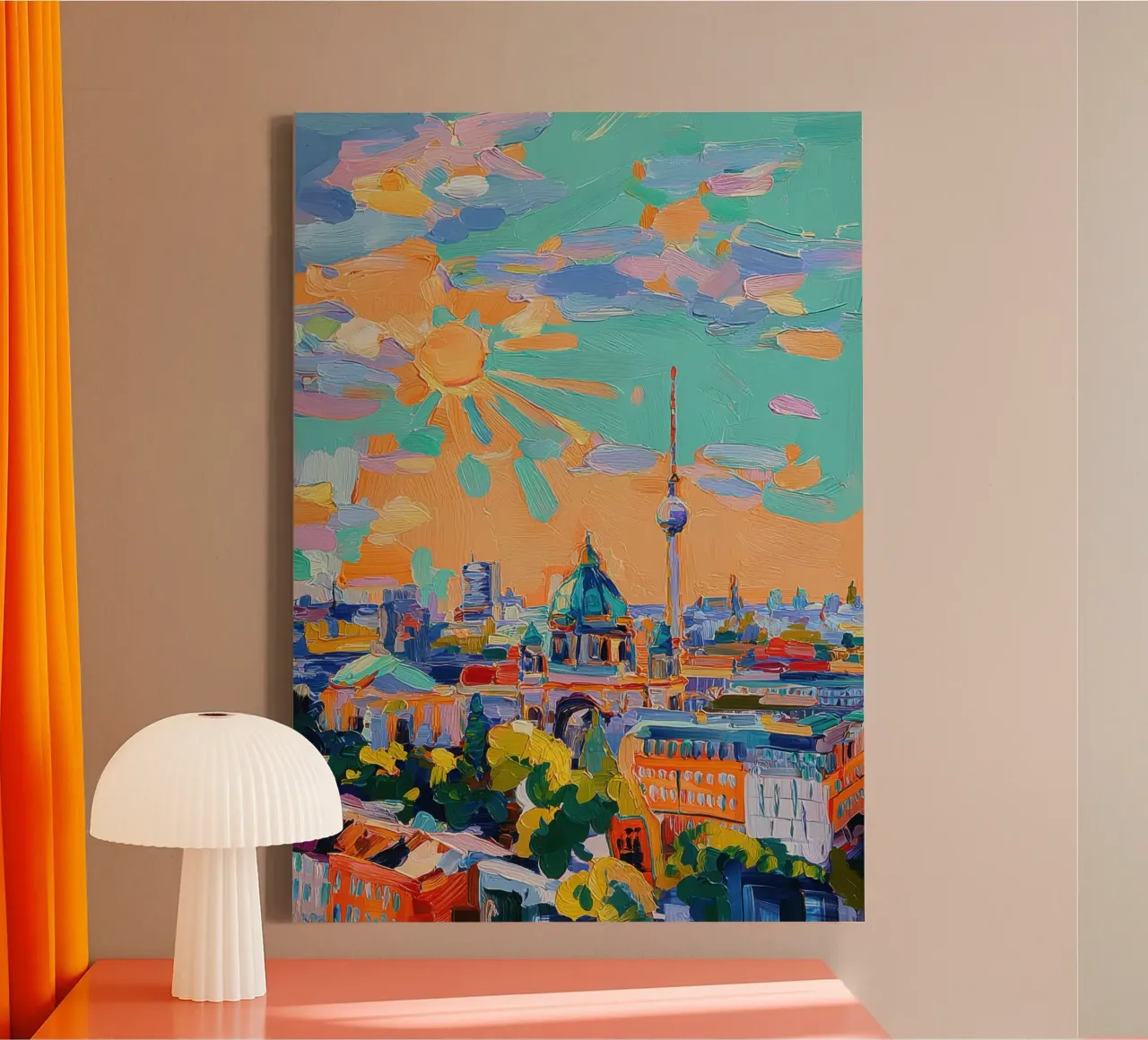 Skyline di Berlino in acrilico tela con Cornice a cassetta da Nikis Art Studio