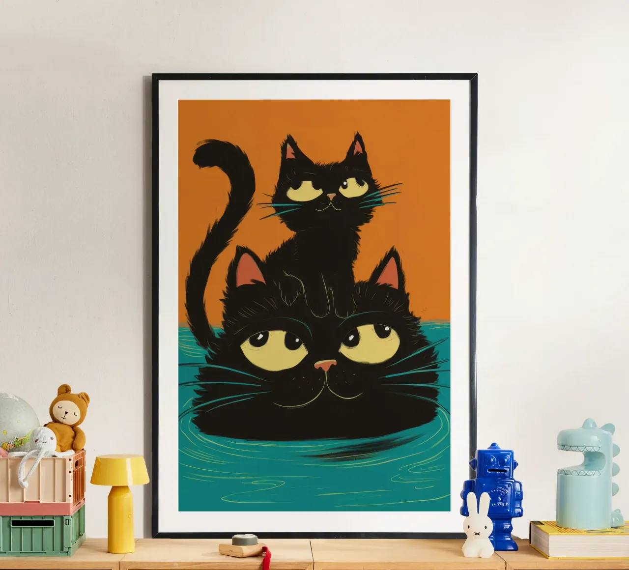 Duo felino notturno poster da Frame Aura
