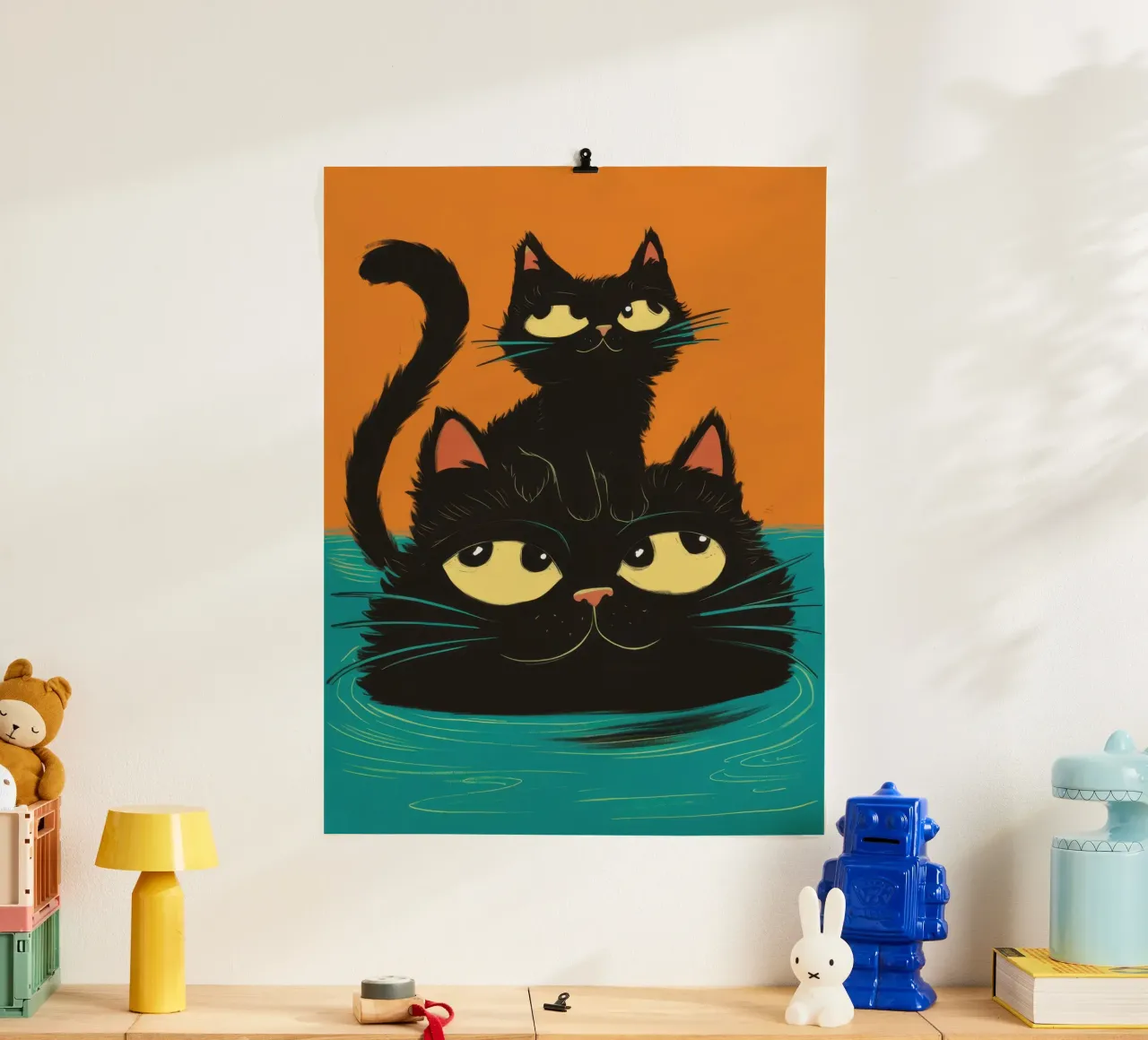 Duo felino notturno poster da Frame Aura