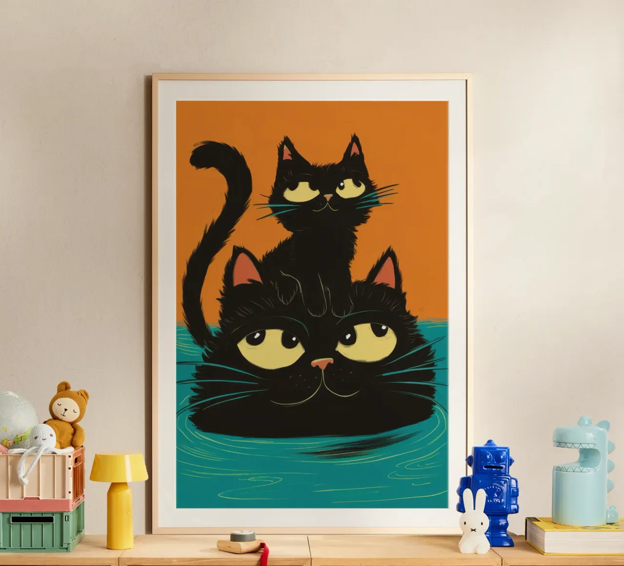 Duo felino notturno poster da Frame Aura