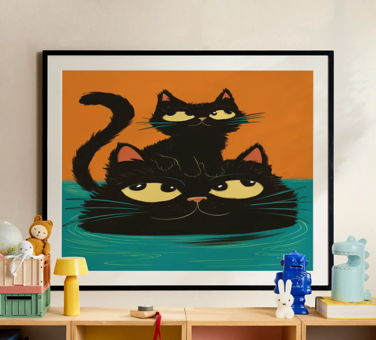 Duo felino notturno poster da Frame Aura