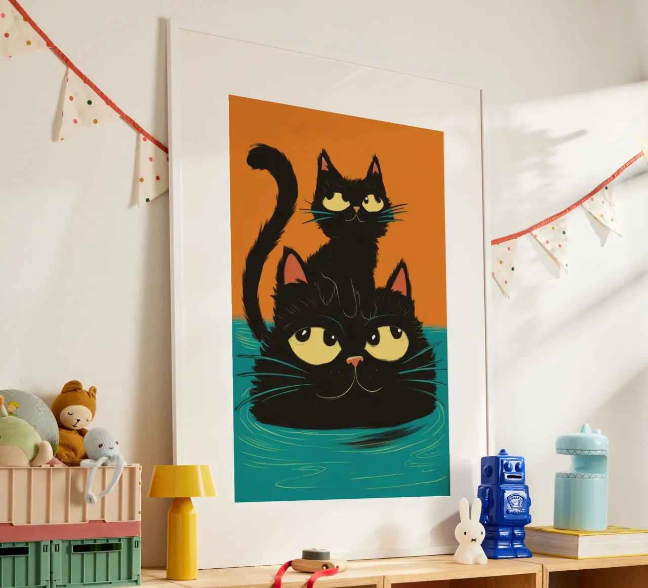 Duo felino notturno poster da Frame Aura