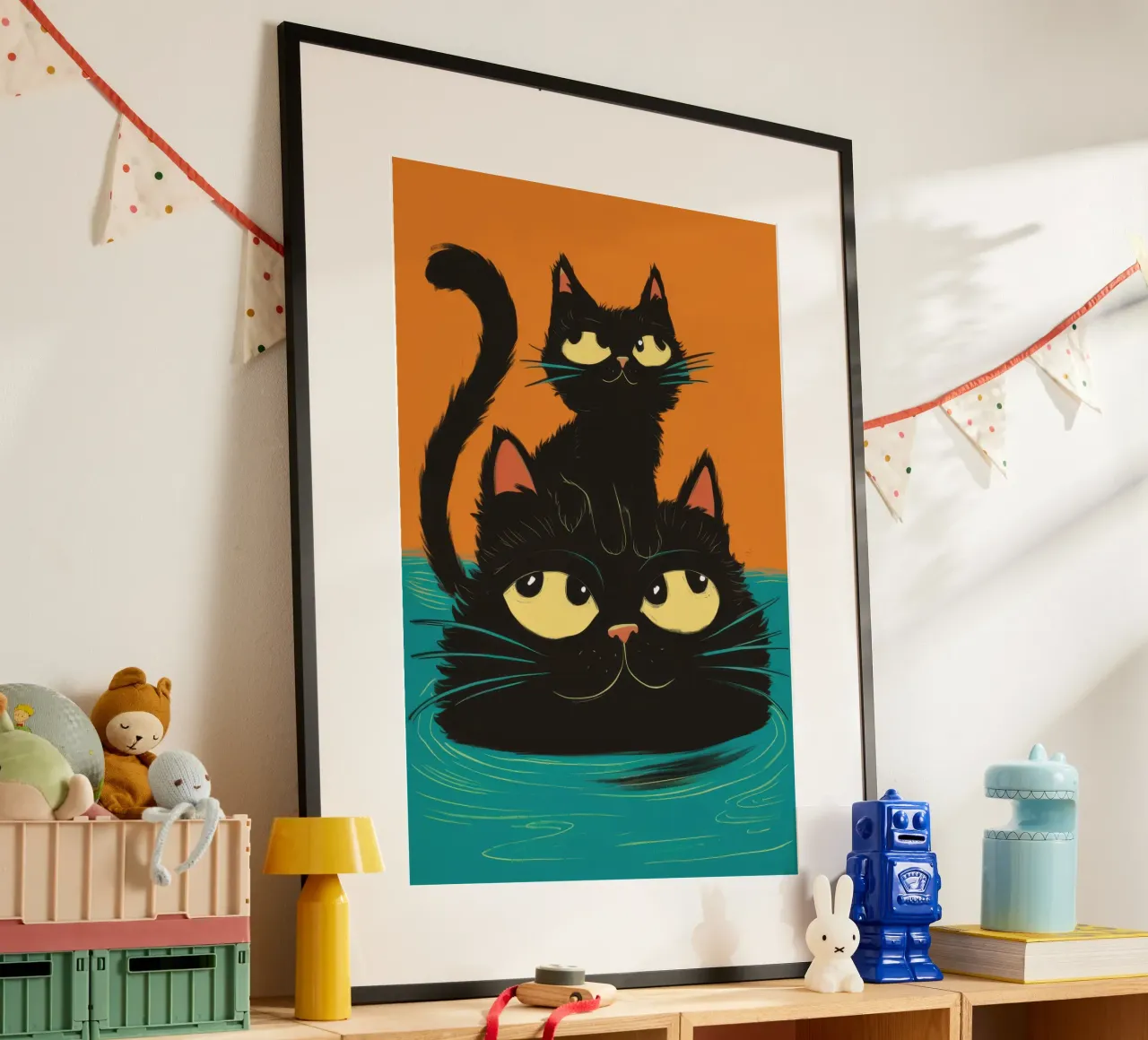 Duo felino notturno poster da Frame Aura