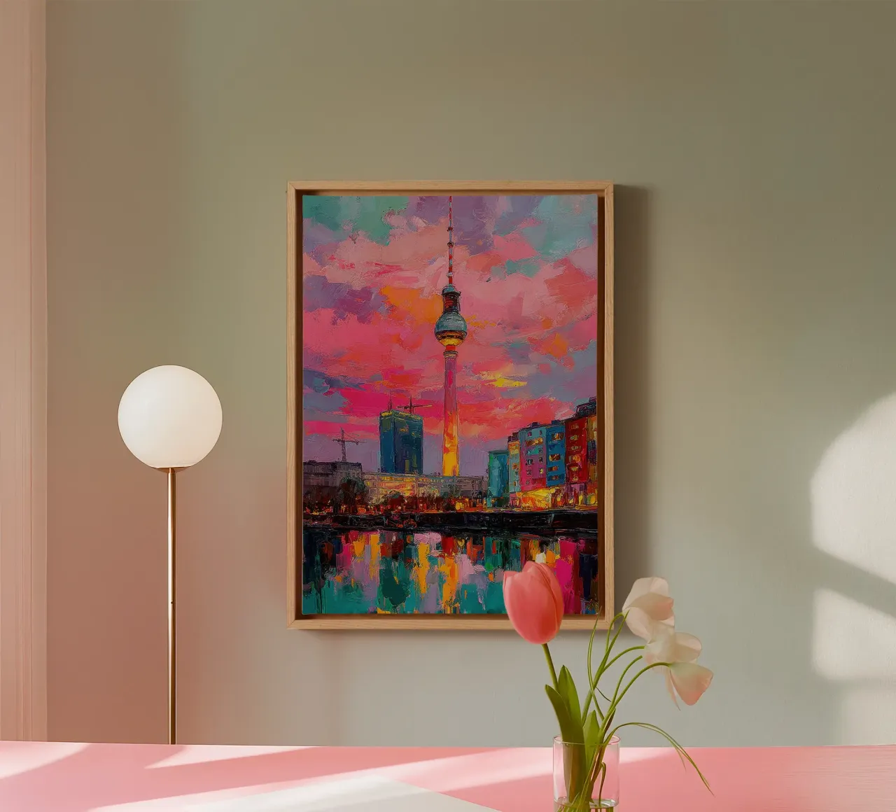 Impressione della Torre TV di Berlino tela con Cornice a cassetta da Nikis Art Studio