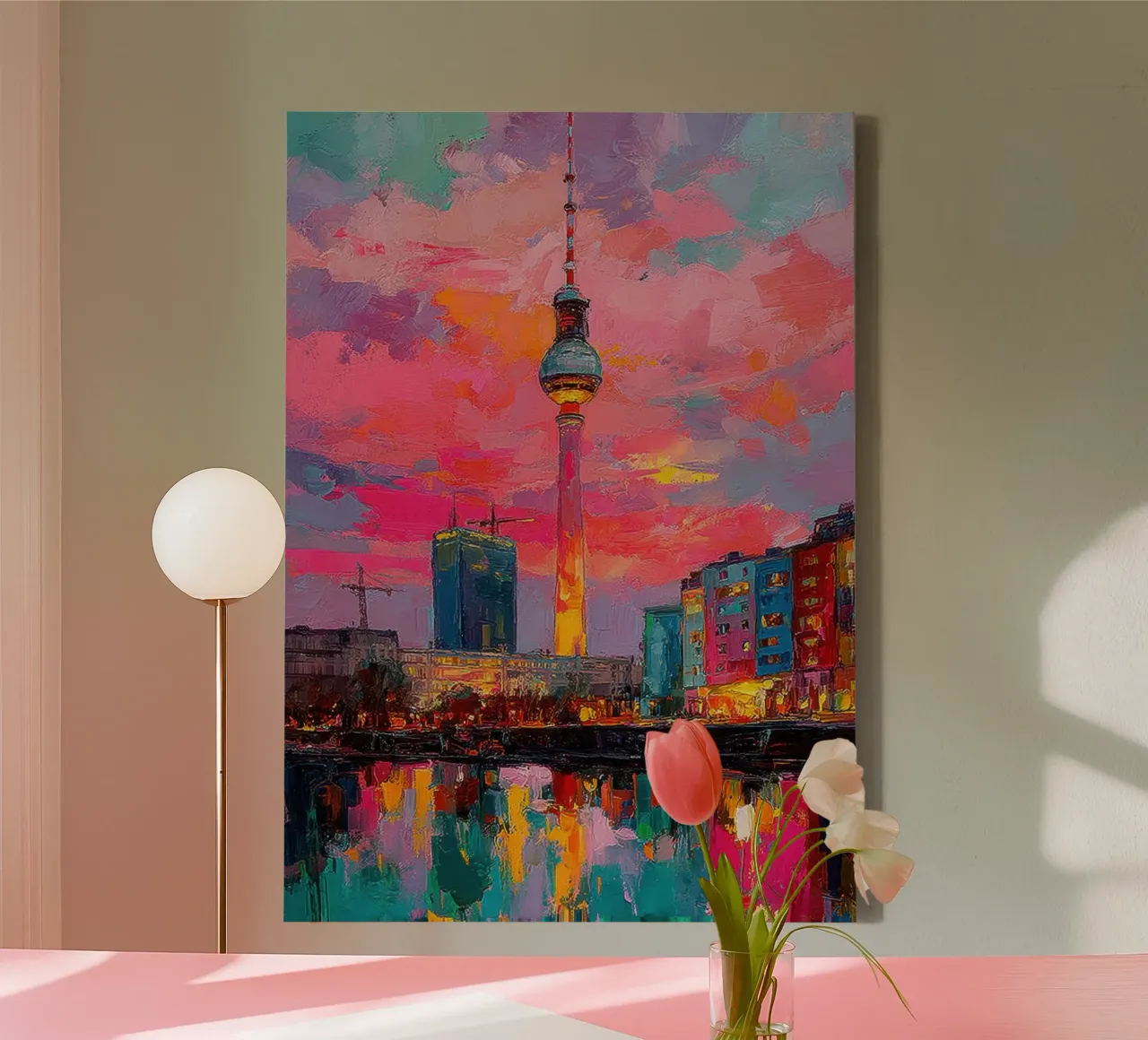 Impressione della Torre TV di Berlino tela con Cornice a cassetta da Nikis Art Studio