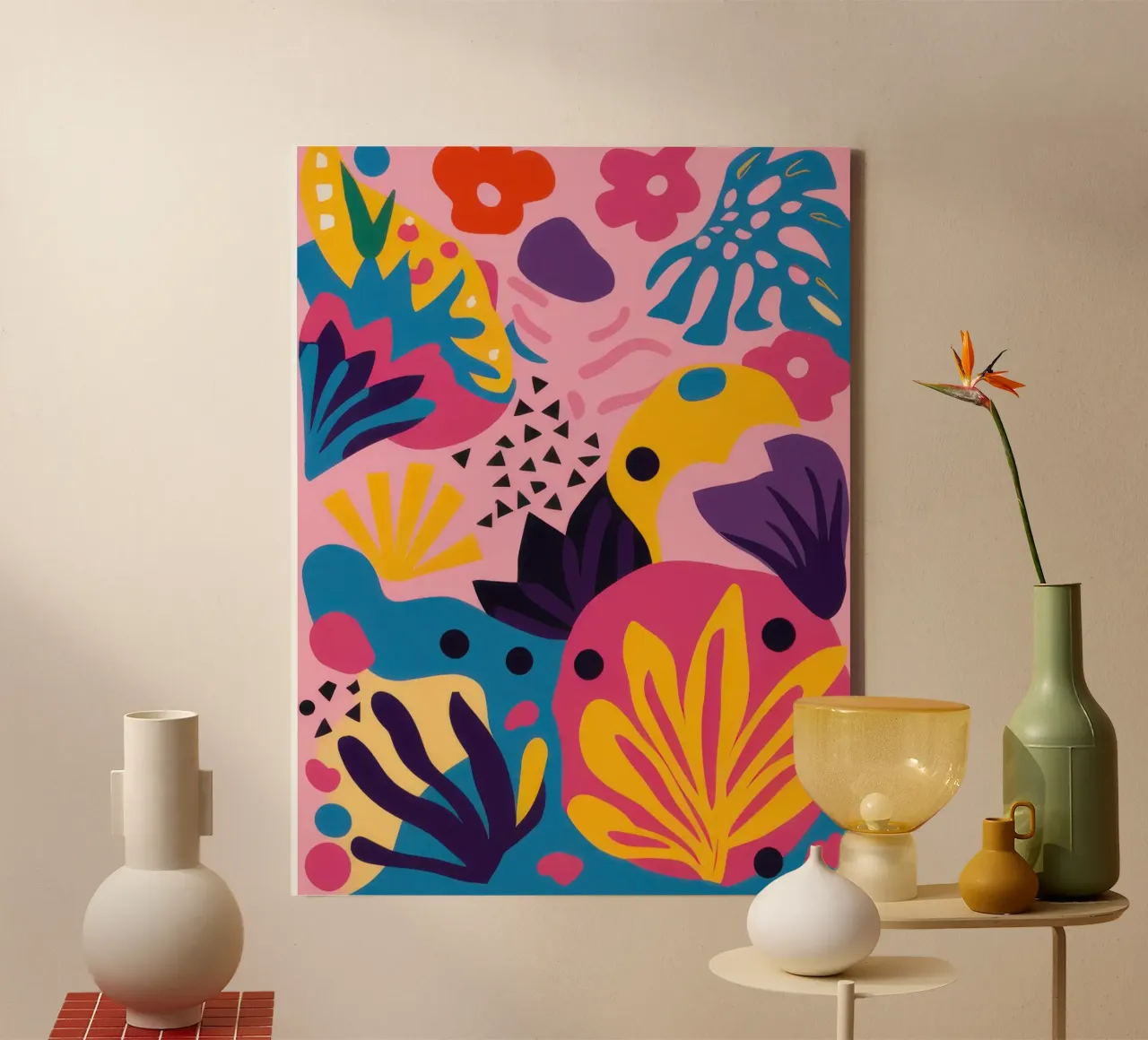 Abstract Coral Reef canvas with Floater frame by Enter Bloom