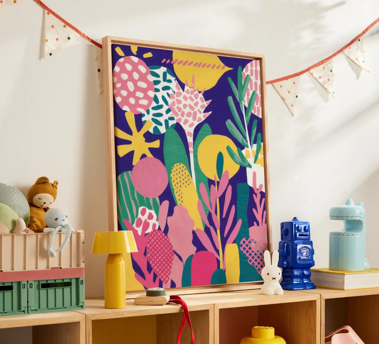 Abstracte botanische droom canvas met Baklijst van Frame Aura