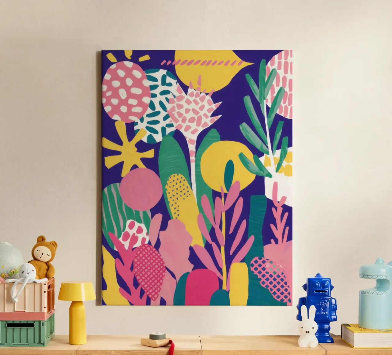 Abstracte botanische droom canvas met Baklijst van Frame Aura