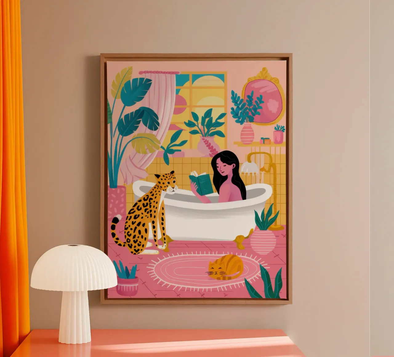 Badezimmer Dschungelfantasie Leinwand mit Schattenfugenrahmen von Sure Paint