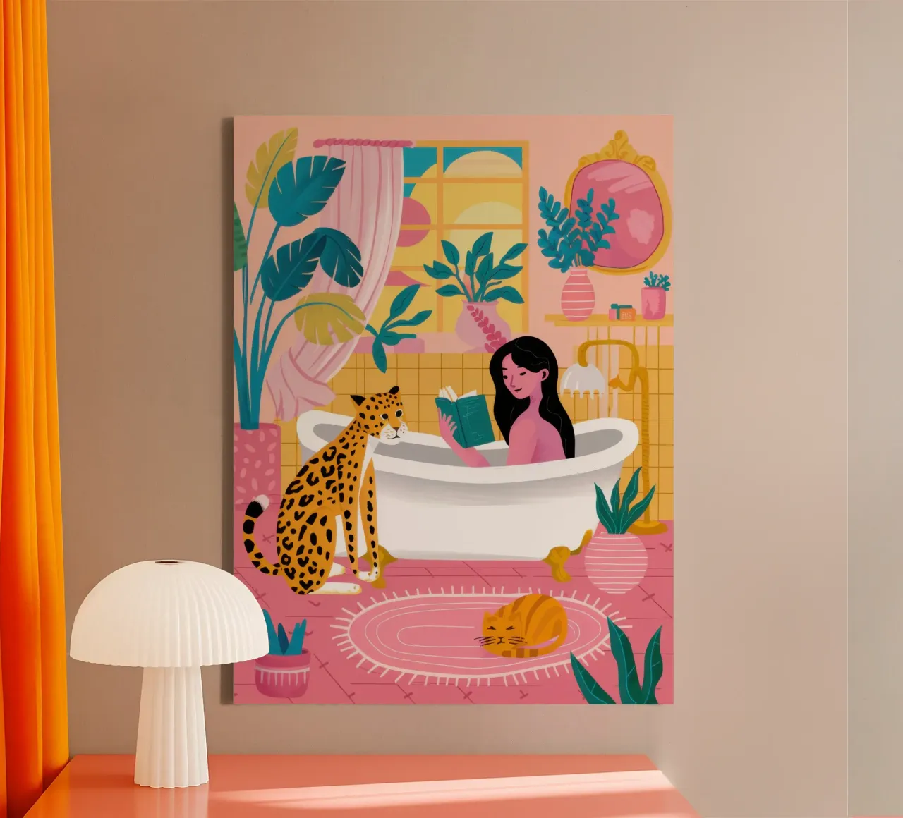 Badezimmer Dschungelfantasie Leinwand mit Schattenfugenrahmen von Sure Paint