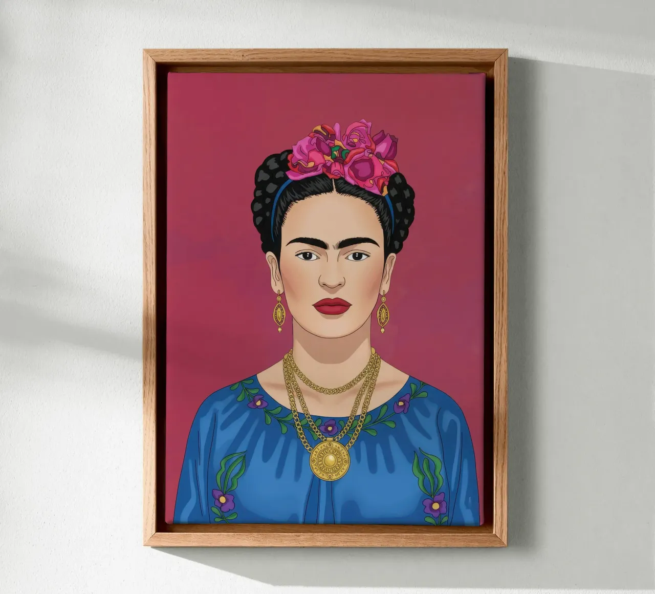 Frida Kahlo Illustration tela con Cornice a cassetta da Attaboy Dsgn
