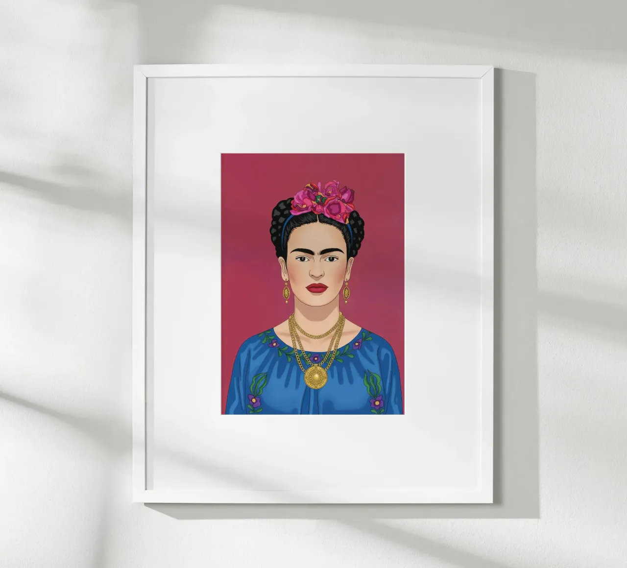Frida Kahlo Illustration poster con telaio in legno da Attaboy Dsgn
