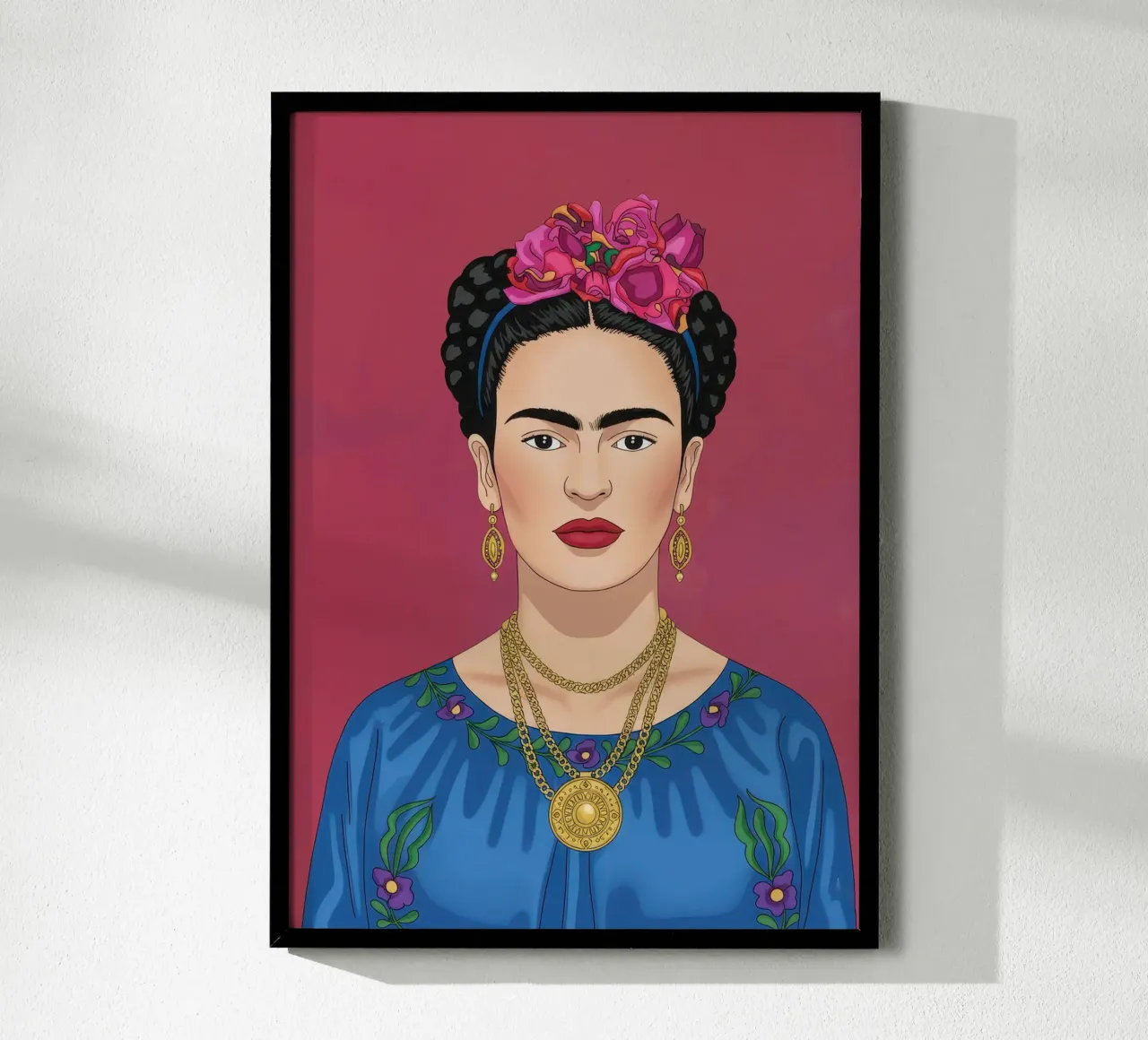 Frida Kahlo Illustration poster con telaio in legno da Attaboy Dsgn