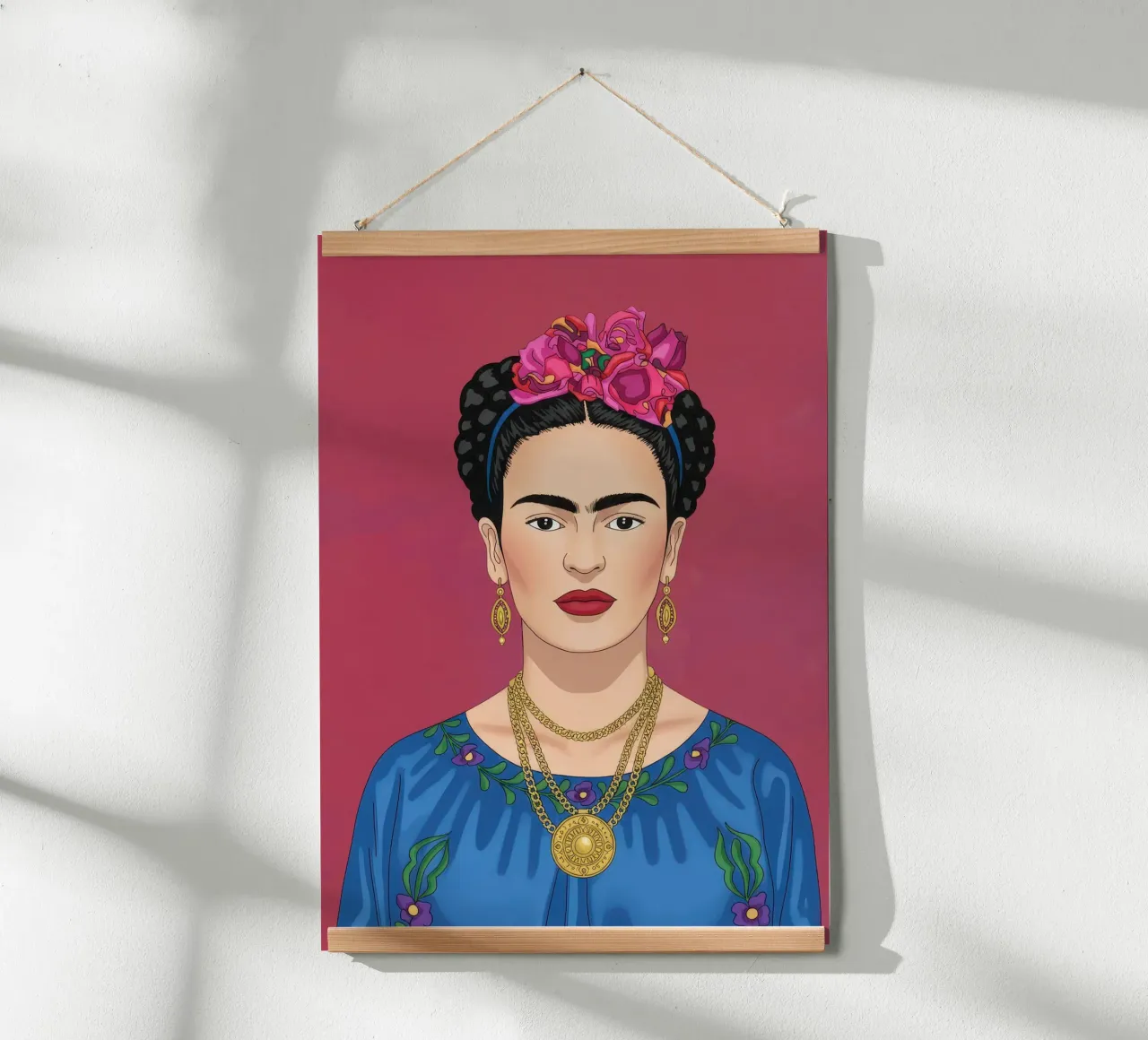 Frida Kahlo Illustration poster con telaio in legno da Attaboy Dsgn