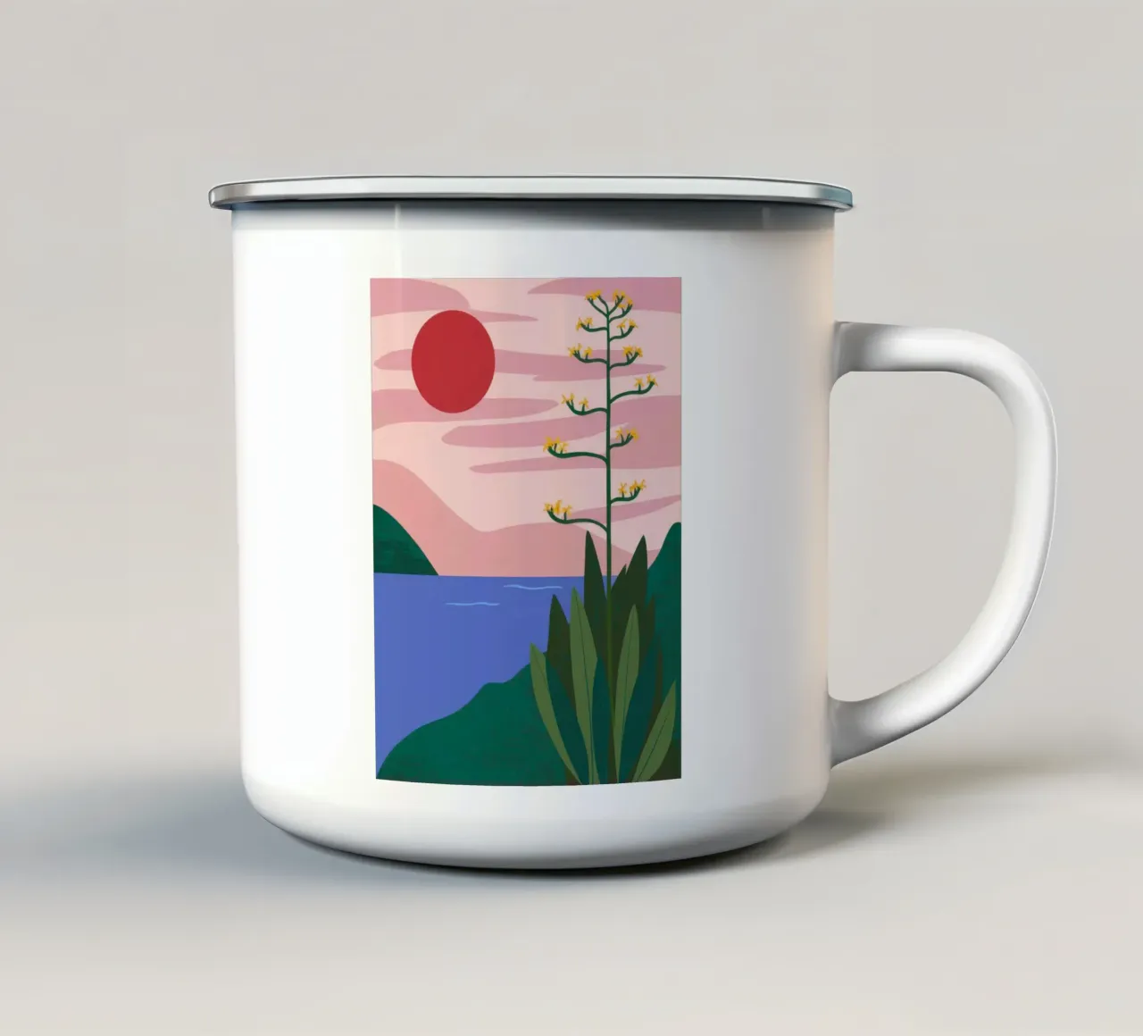 Agave del Sole Cremisi tazza in smalto da Frame Aura