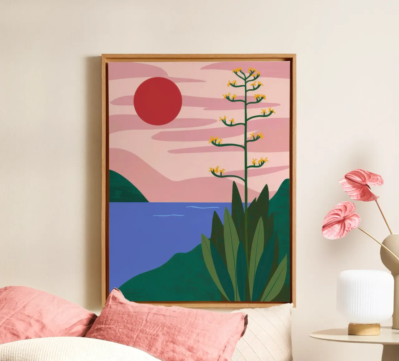Agave del Sole Cremisi tela con Cornice a cassetta da Frame Aura