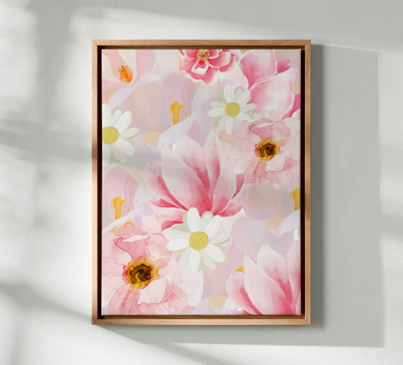 Poster floreale botanico, arte floreale da parete, fiore astratto tela con Cornice a cassetta da Little Lila