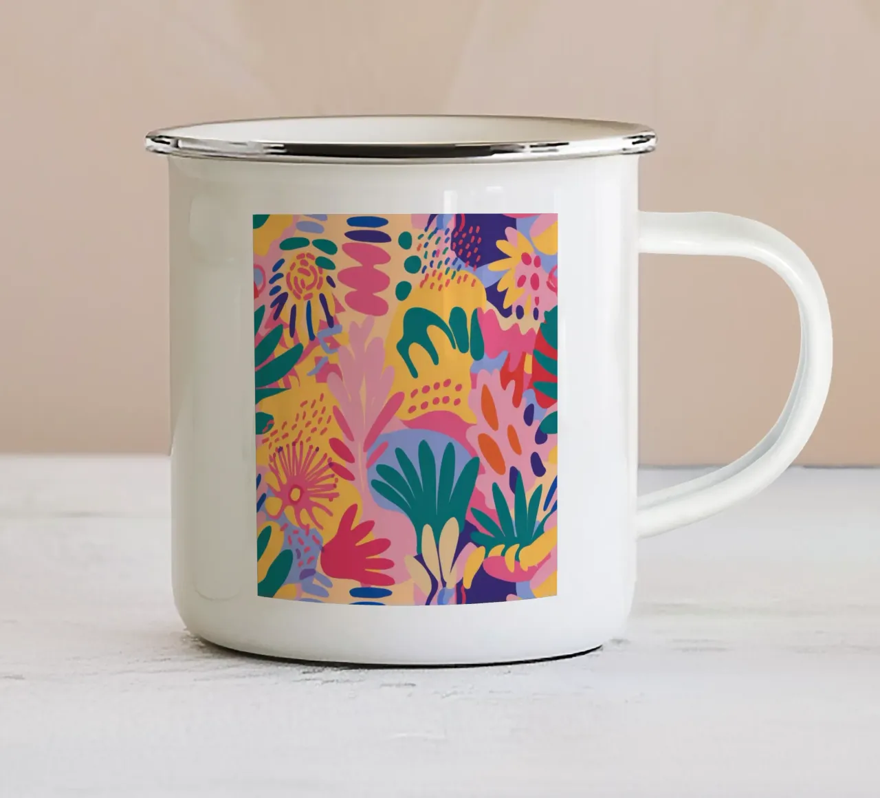 Psychedelische koraaltuin emaille mok van Frame Aura