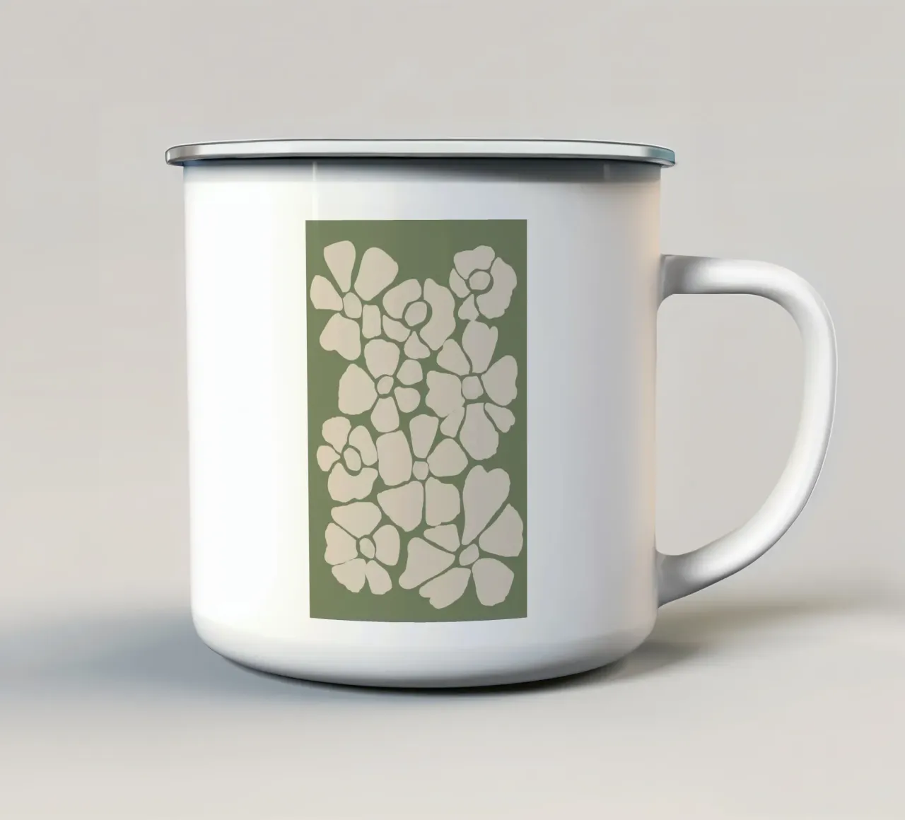 Floreale astratto verde salvia tazza in smalto da Melloi Art Print