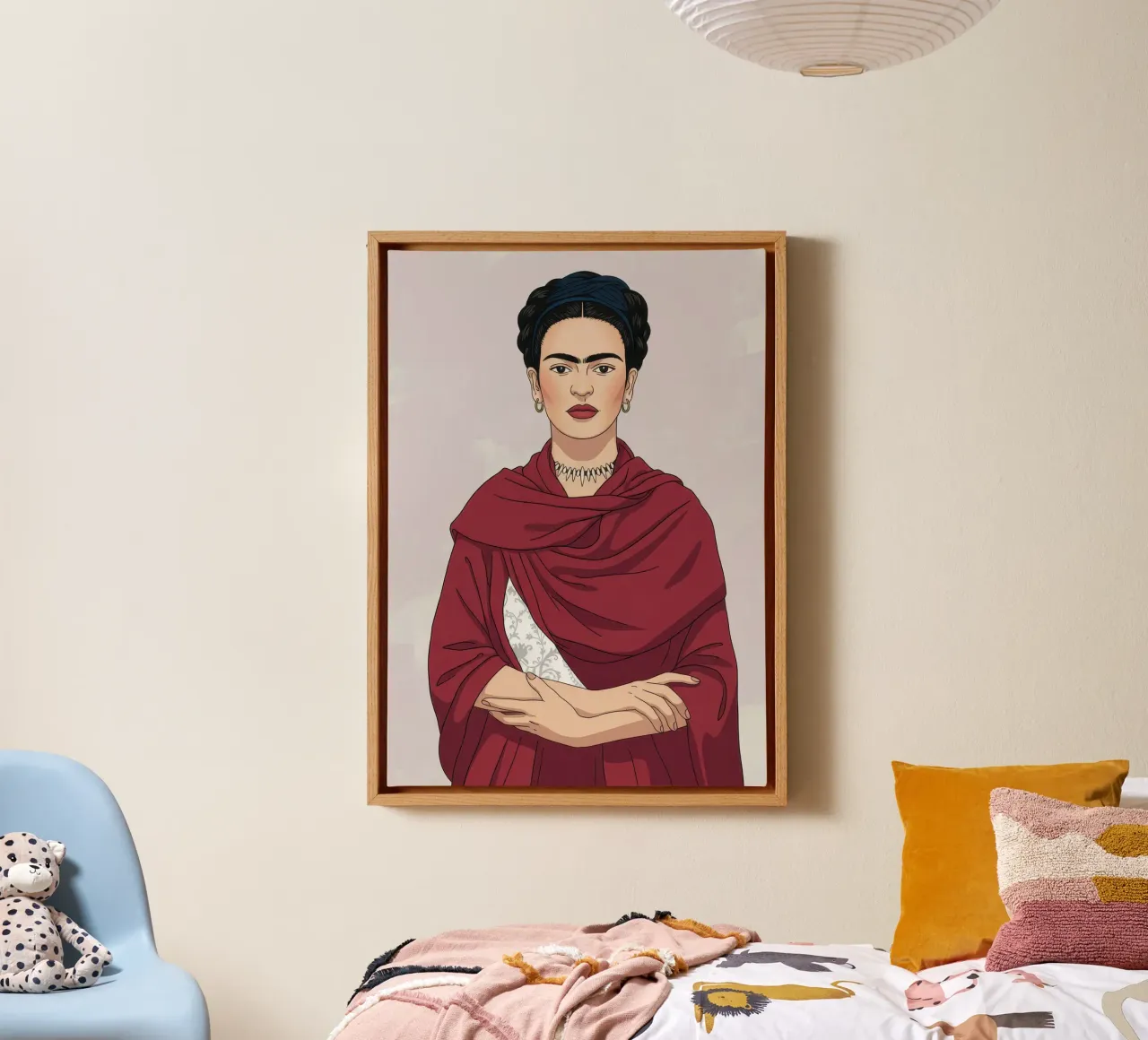 Frida Kahlo Pop Portrait tela con Cornice a cassetta da Attaboy Dsgn