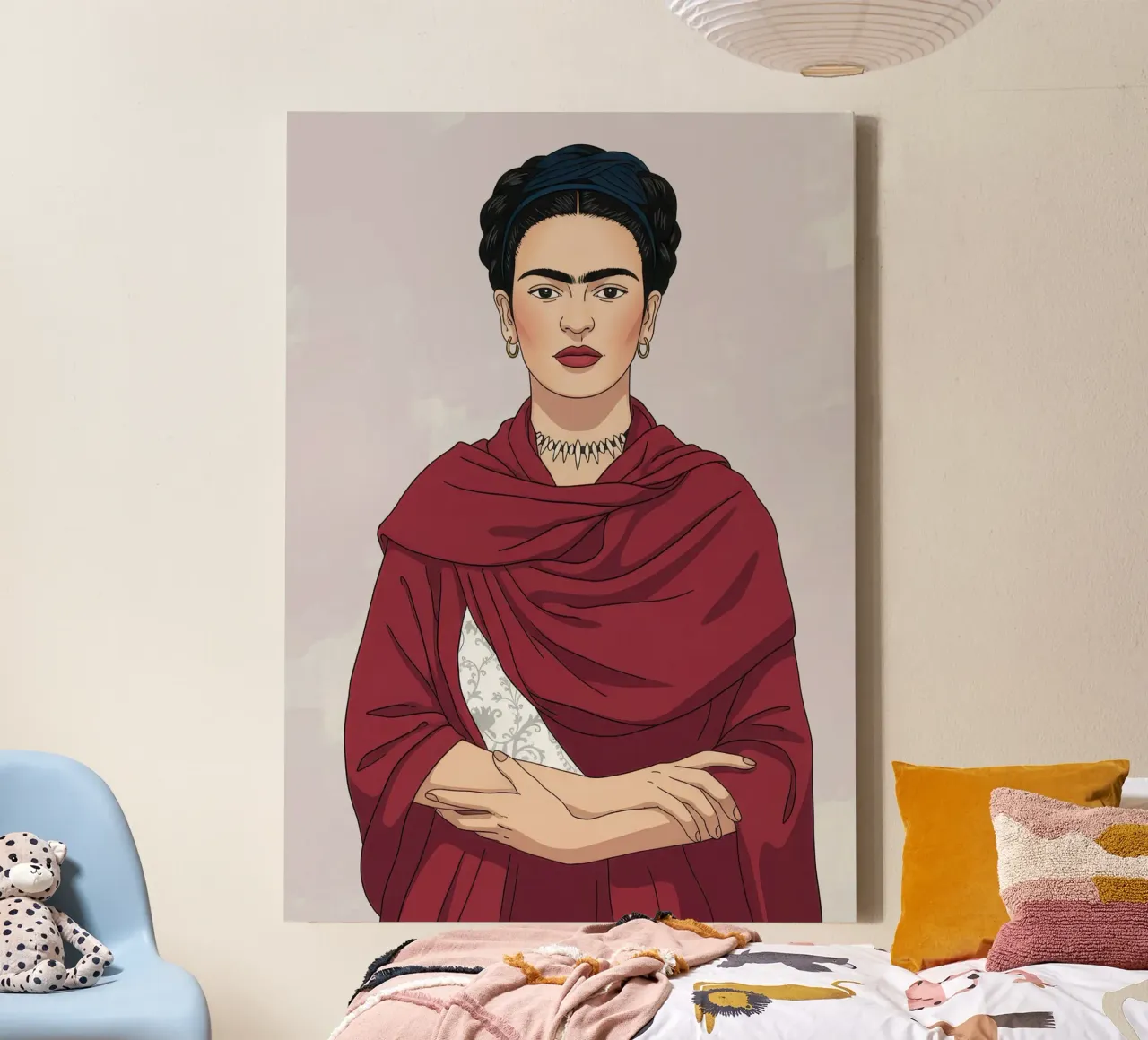 Frida Kahlo Pop Portrait tela con Cornice a cassetta da Attaboy Dsgn