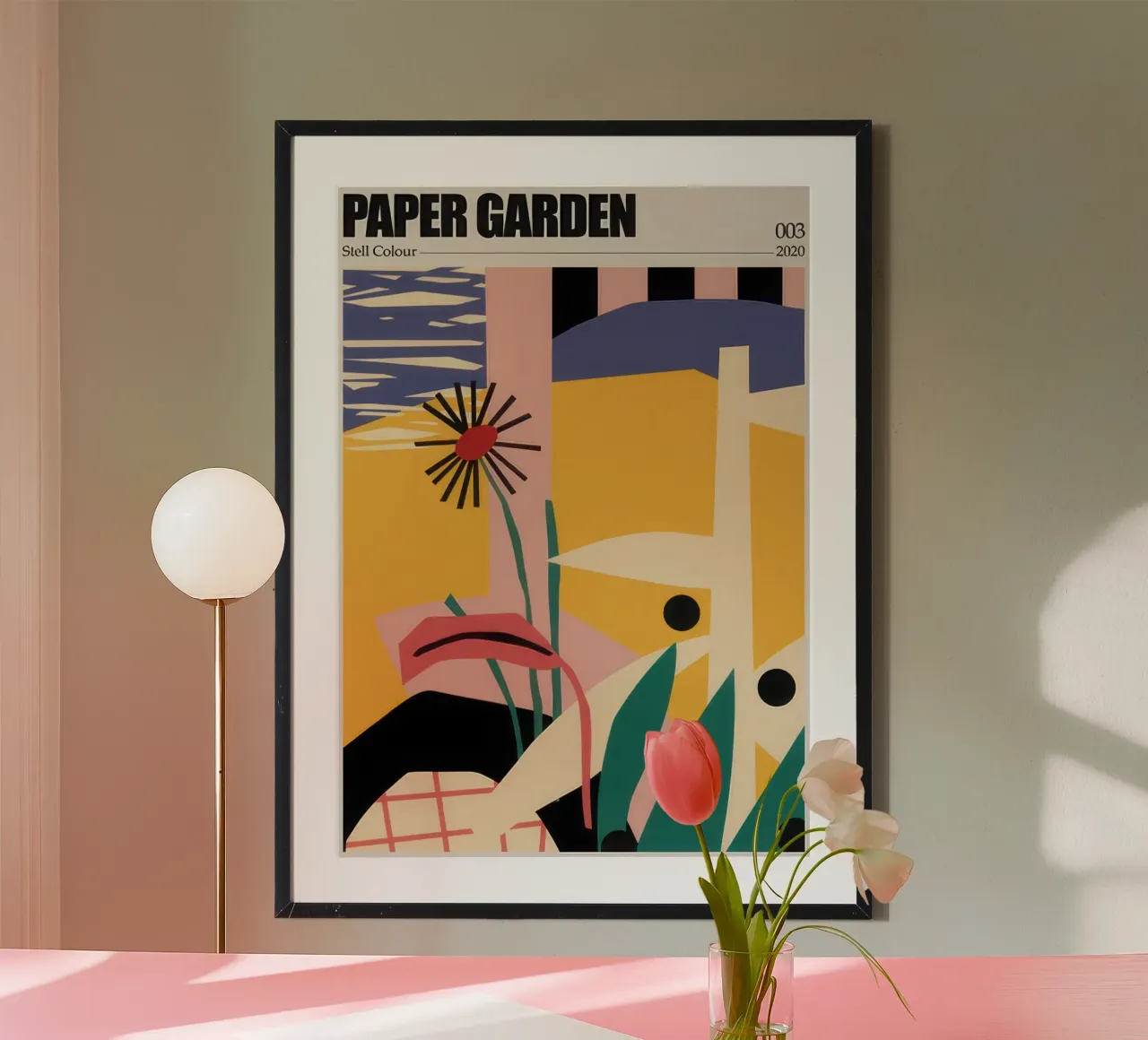 Giardino di carta III poster con telaio in legno da Retrorise