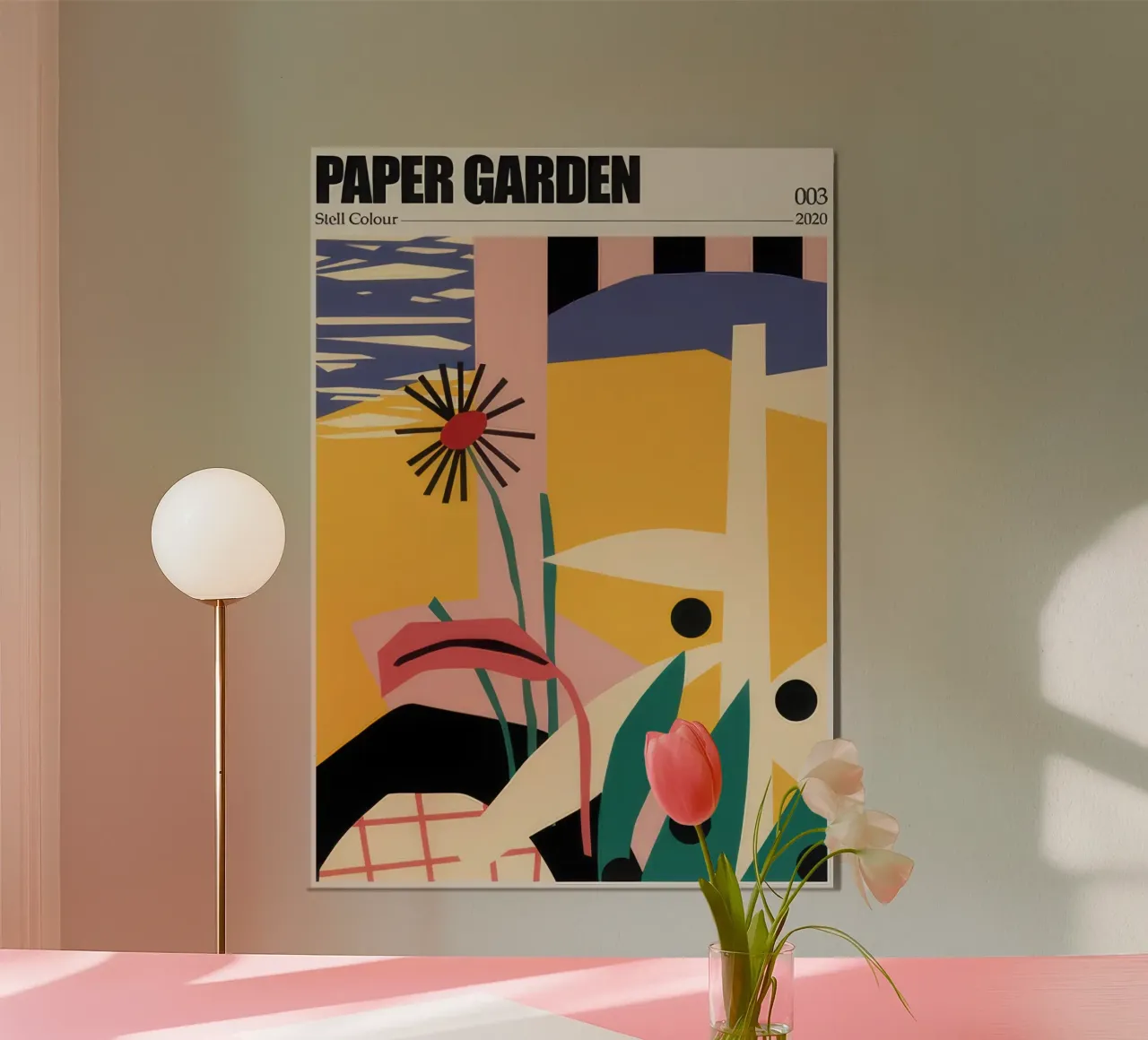 Giardino di carta III poster con telaio in legno da Retrorise
