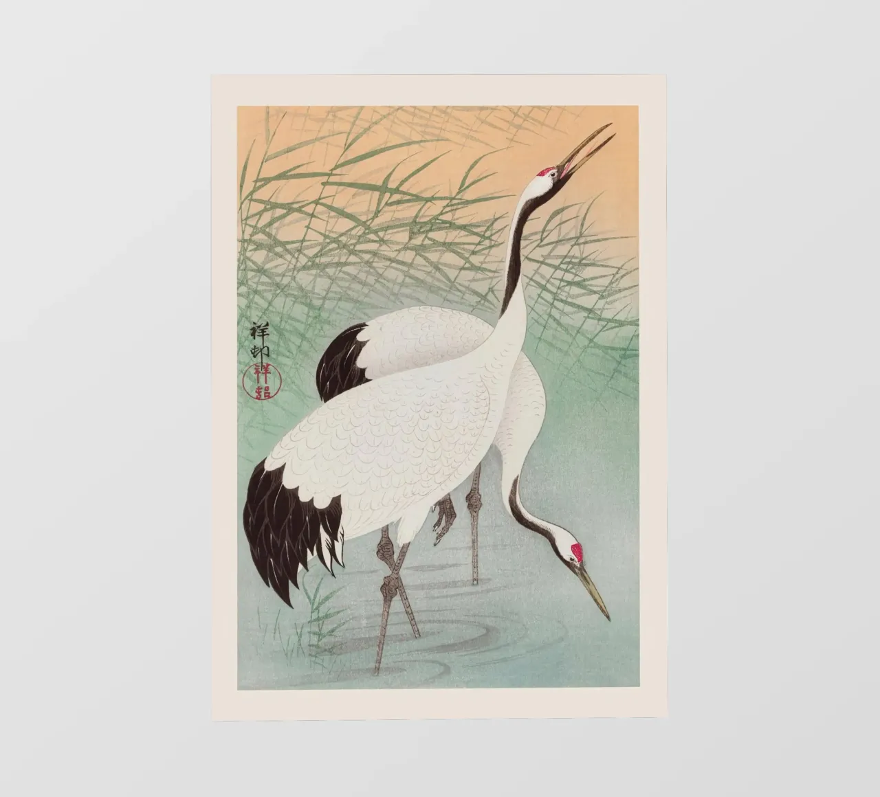 Ohara Koson - Due gru pellicola backlit da Retrorise